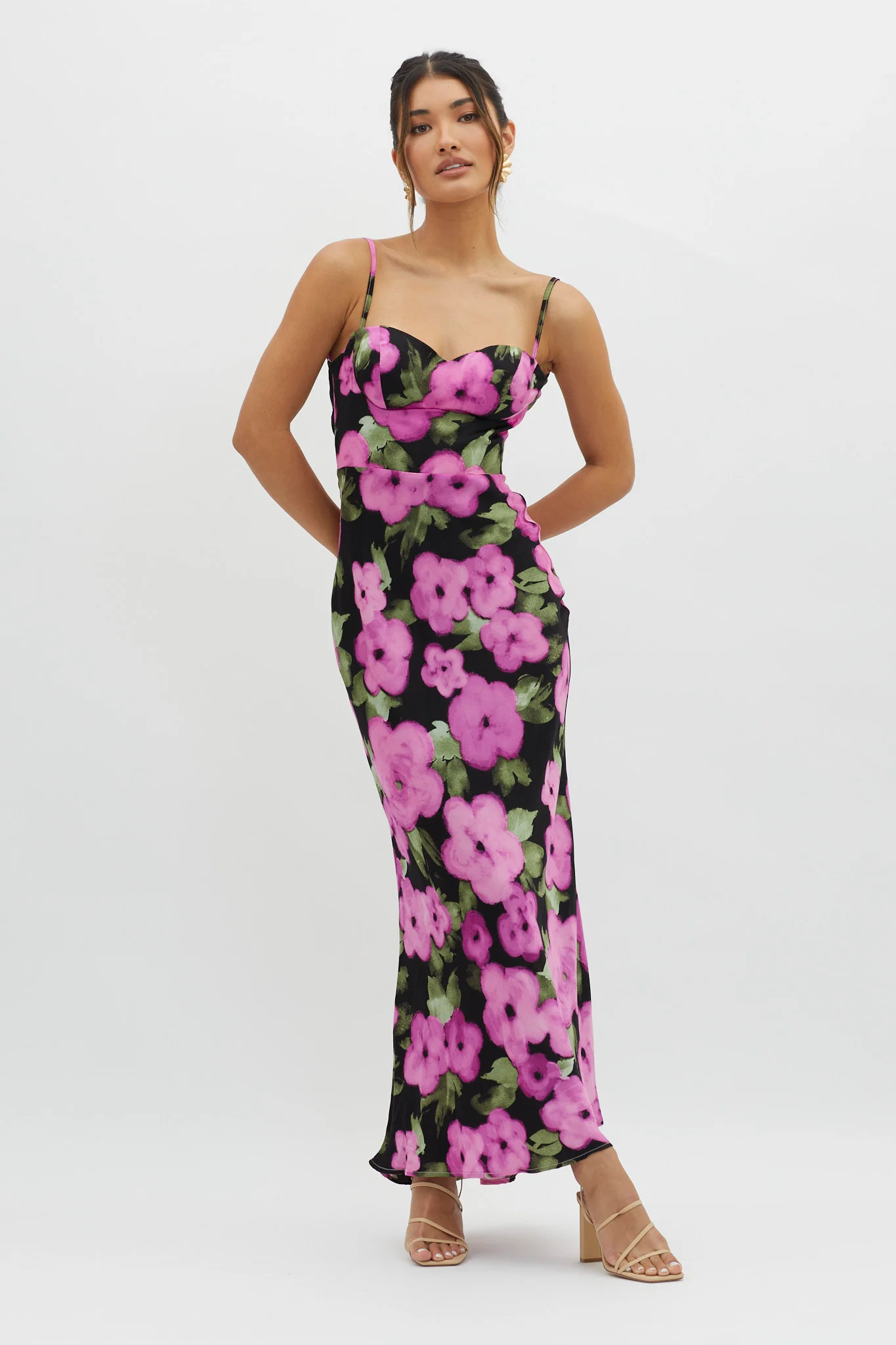 Kasha Low Back Maxi Dress Floral Pink - Image 4