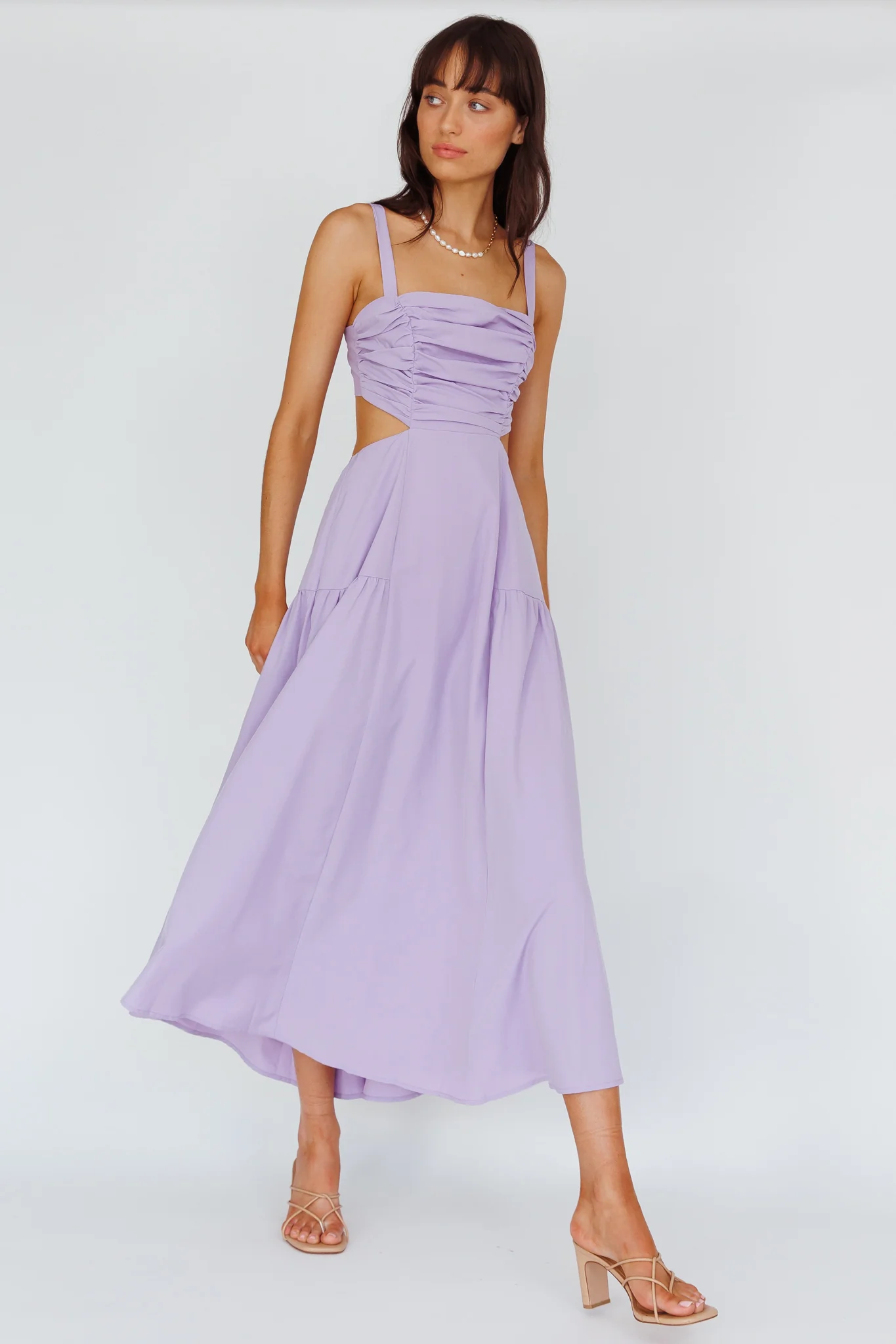 Kassi Gathered Bodice Maxi Dress Lilac - Image 5