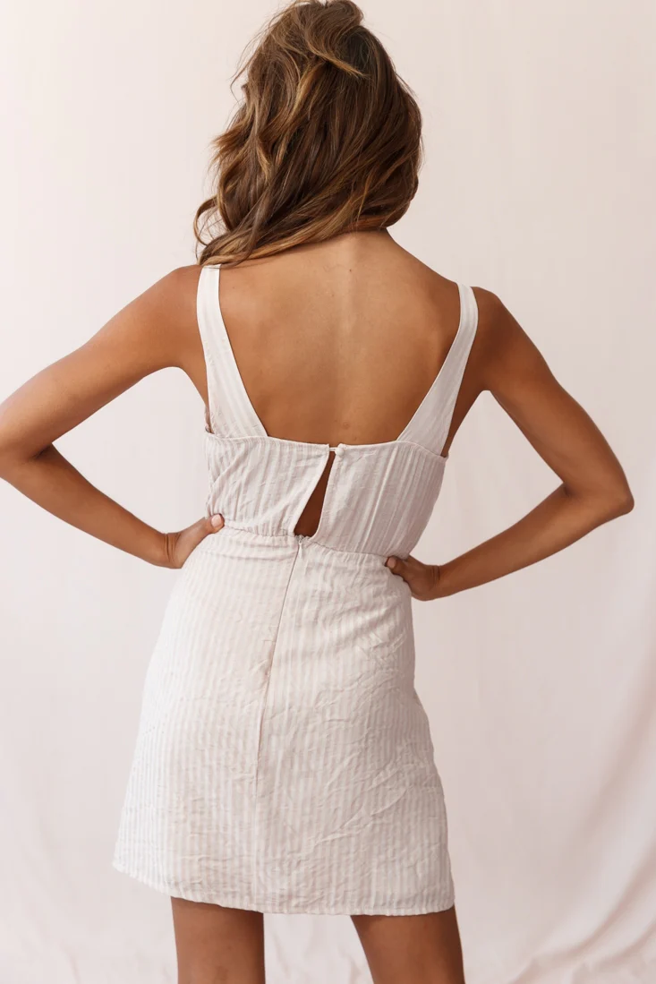 Kay Wrap Skirt Wooden Embellishment Dress Nude - Image 4