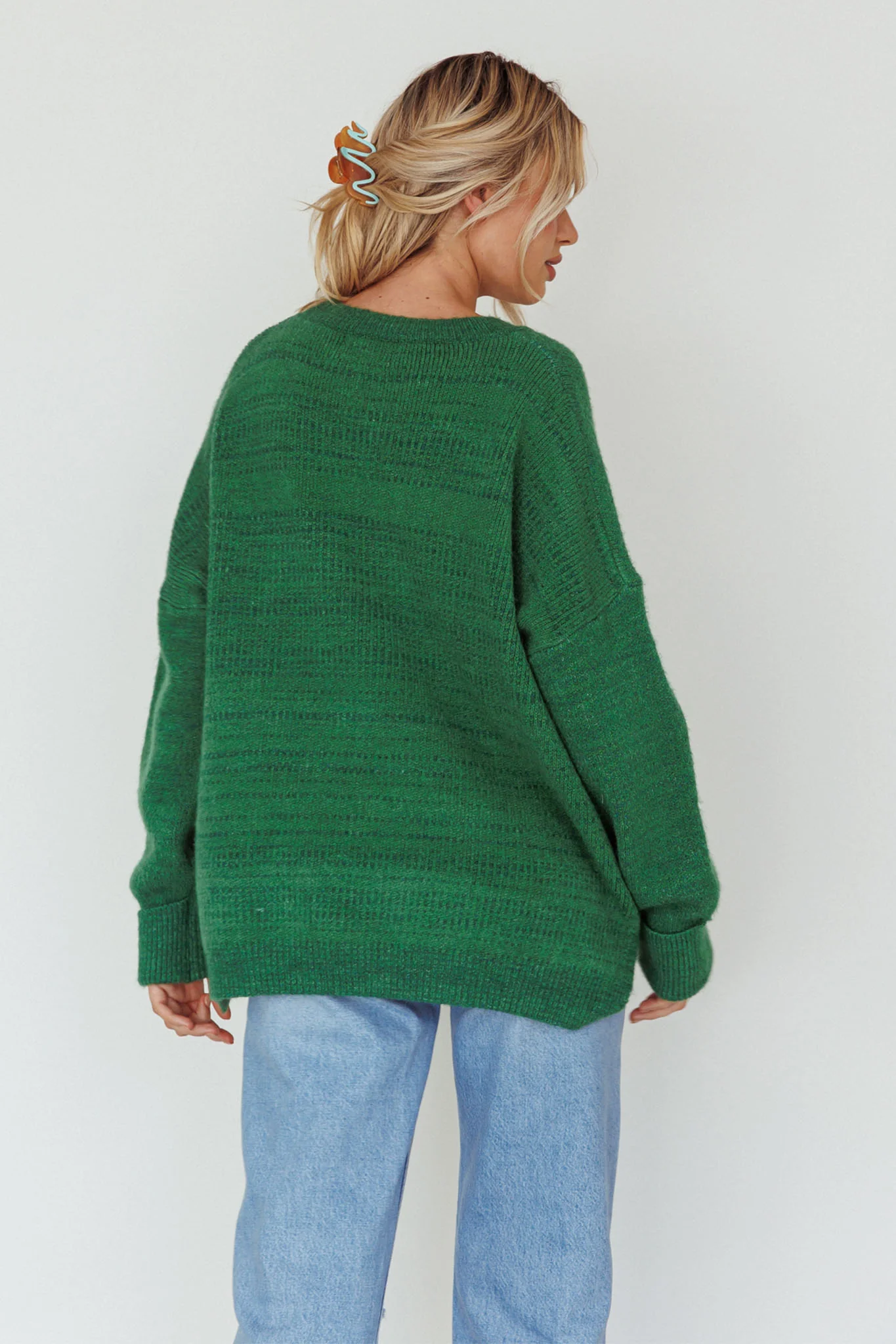 Kayce Dropped Shoulder Knit Sweater Green - Image 2