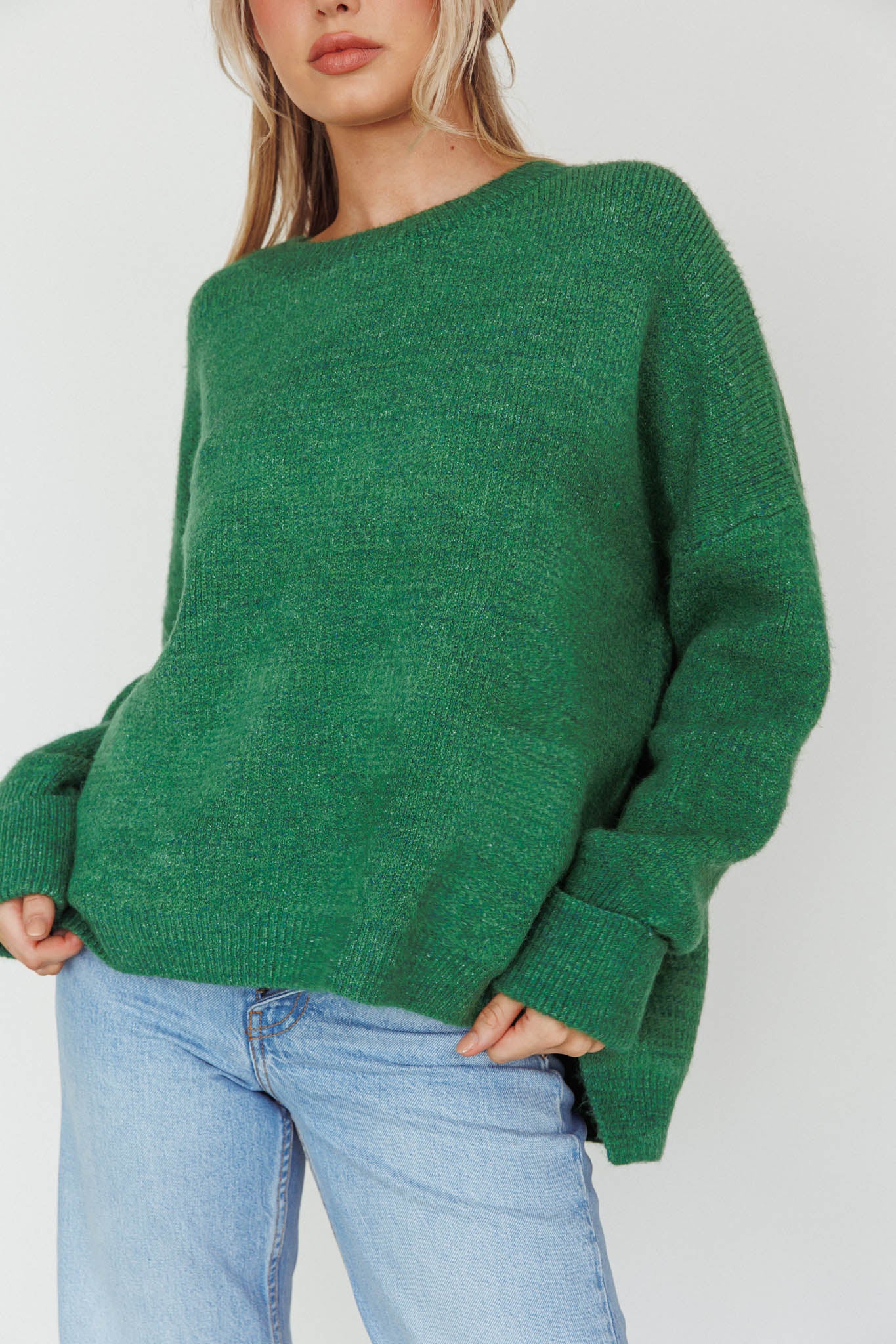 Kayce Dropped Shoulder Knit Sweater Green - Image 4