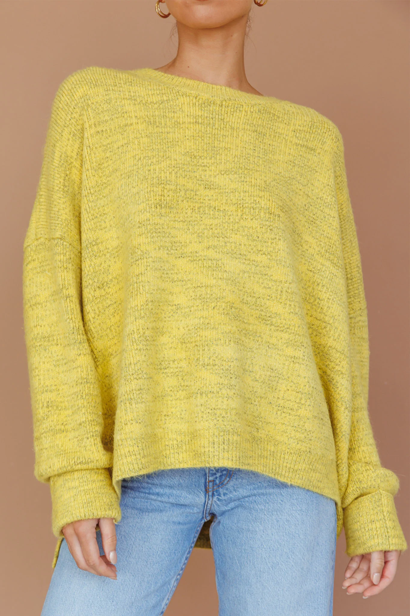 Kayce Dropped Shoulder Knit Sweater Yellow - Image 4