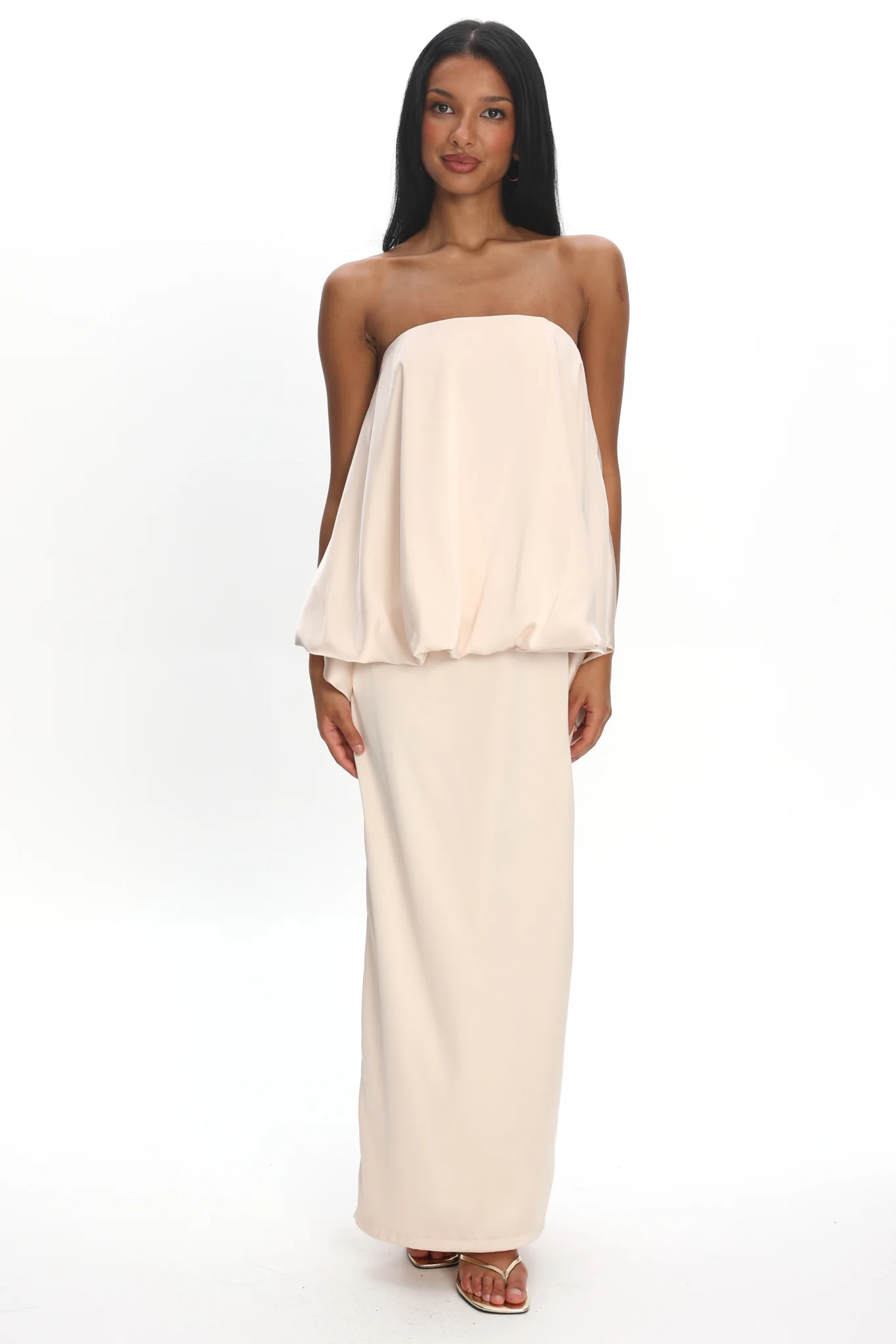 Kellaan Balloon Top Maxi Dress Oyster - Image 5