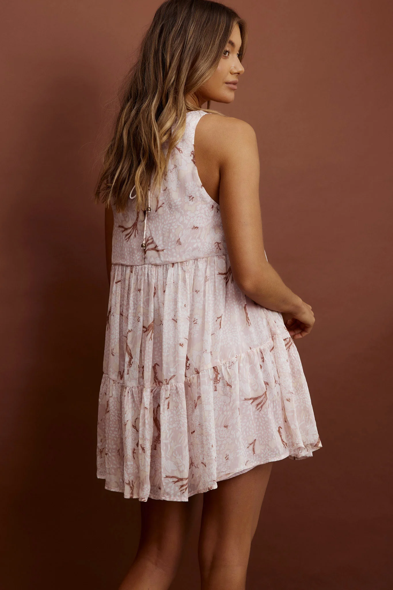 Kennedi String Tie Shift Dress Floral Pink - Image 3