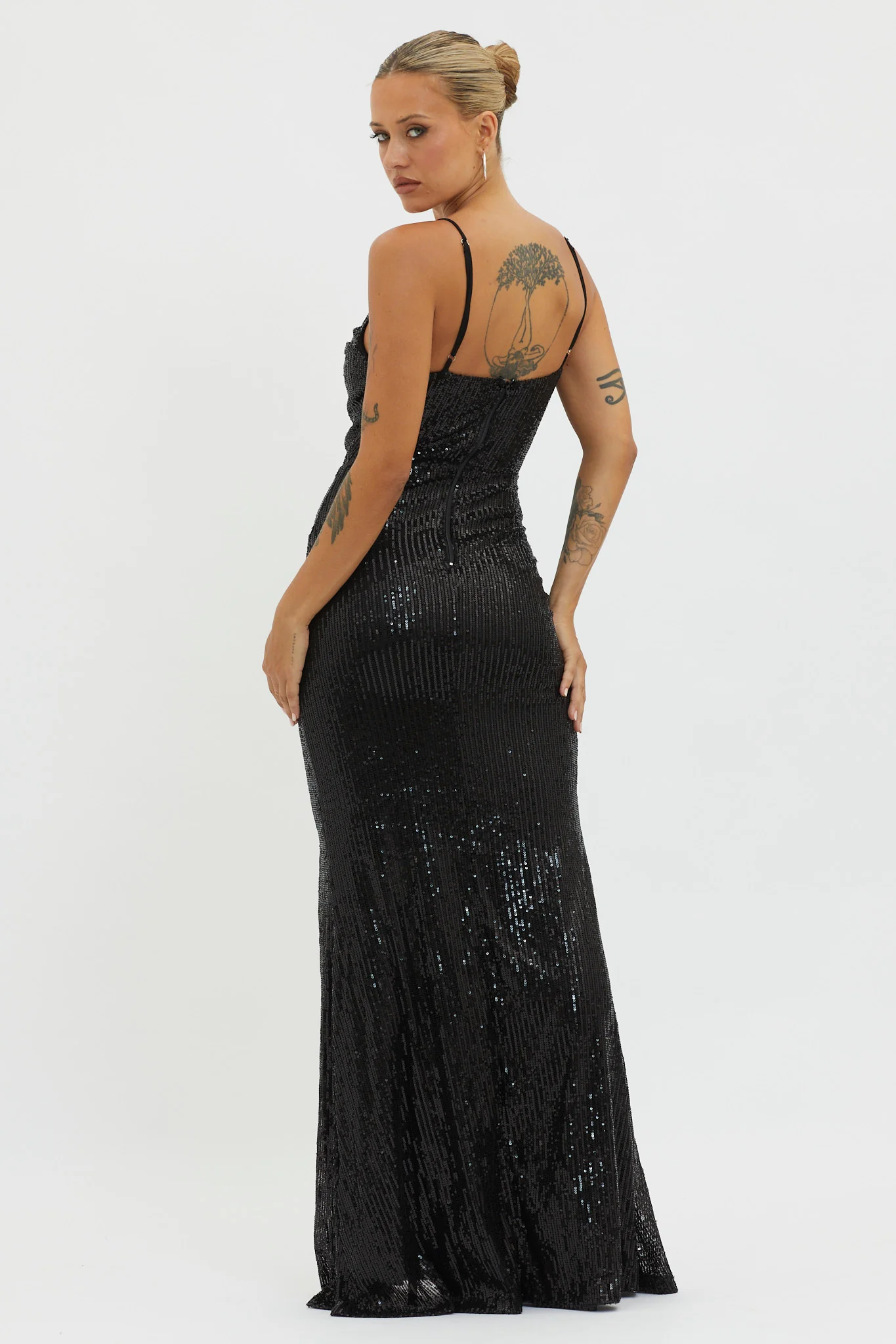 Kerene Spit Sequin Maxi Dress Black - Image 3