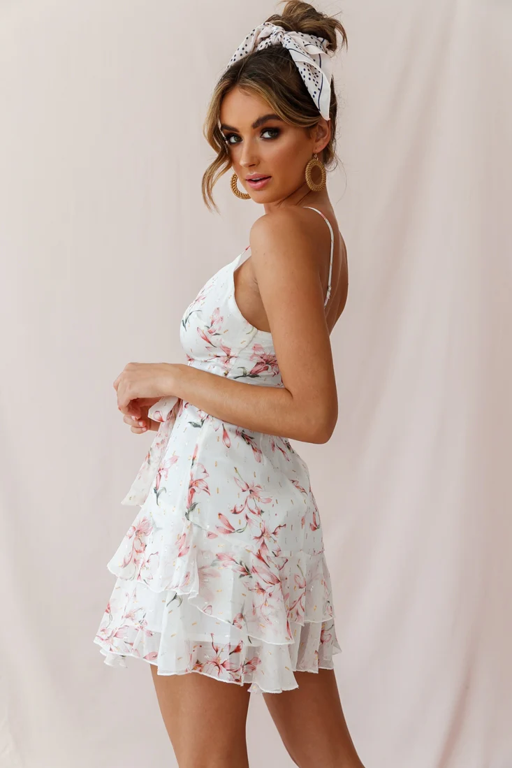 Kerry Floral Layered Dress Beige & Pink - Image 3