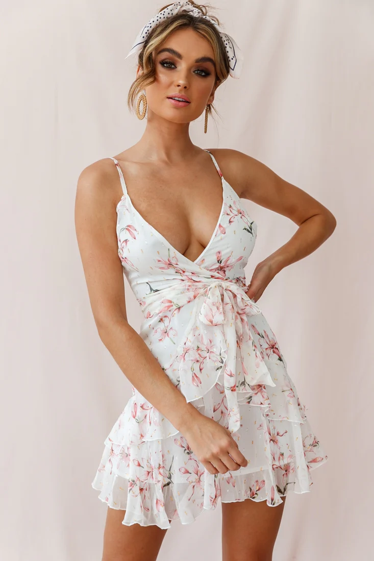 Kerry Floral Layered Dress Beige & Pink - Image 6