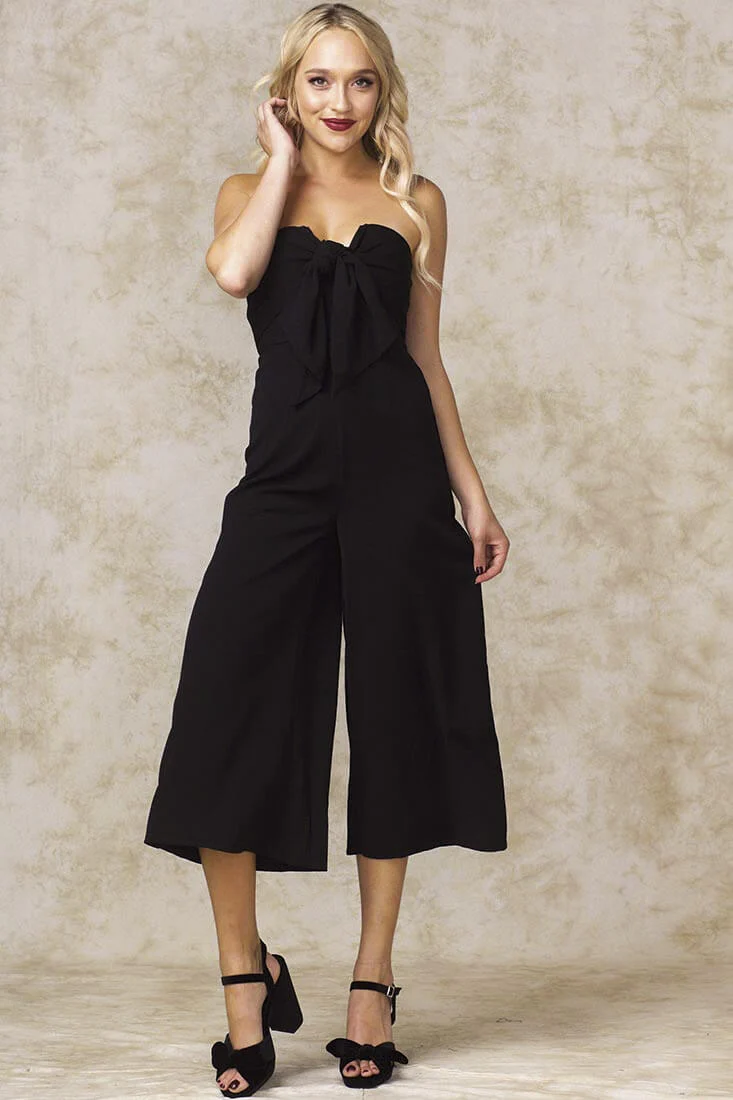Khloe Bow Tie Wide Leg Jumpsuit Black - Image 2