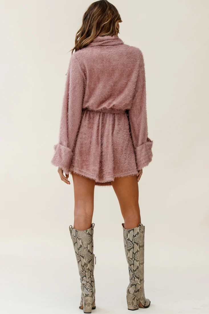 Kiara High Neck Kimono Sleeve Knit Dress Blush - Image 7