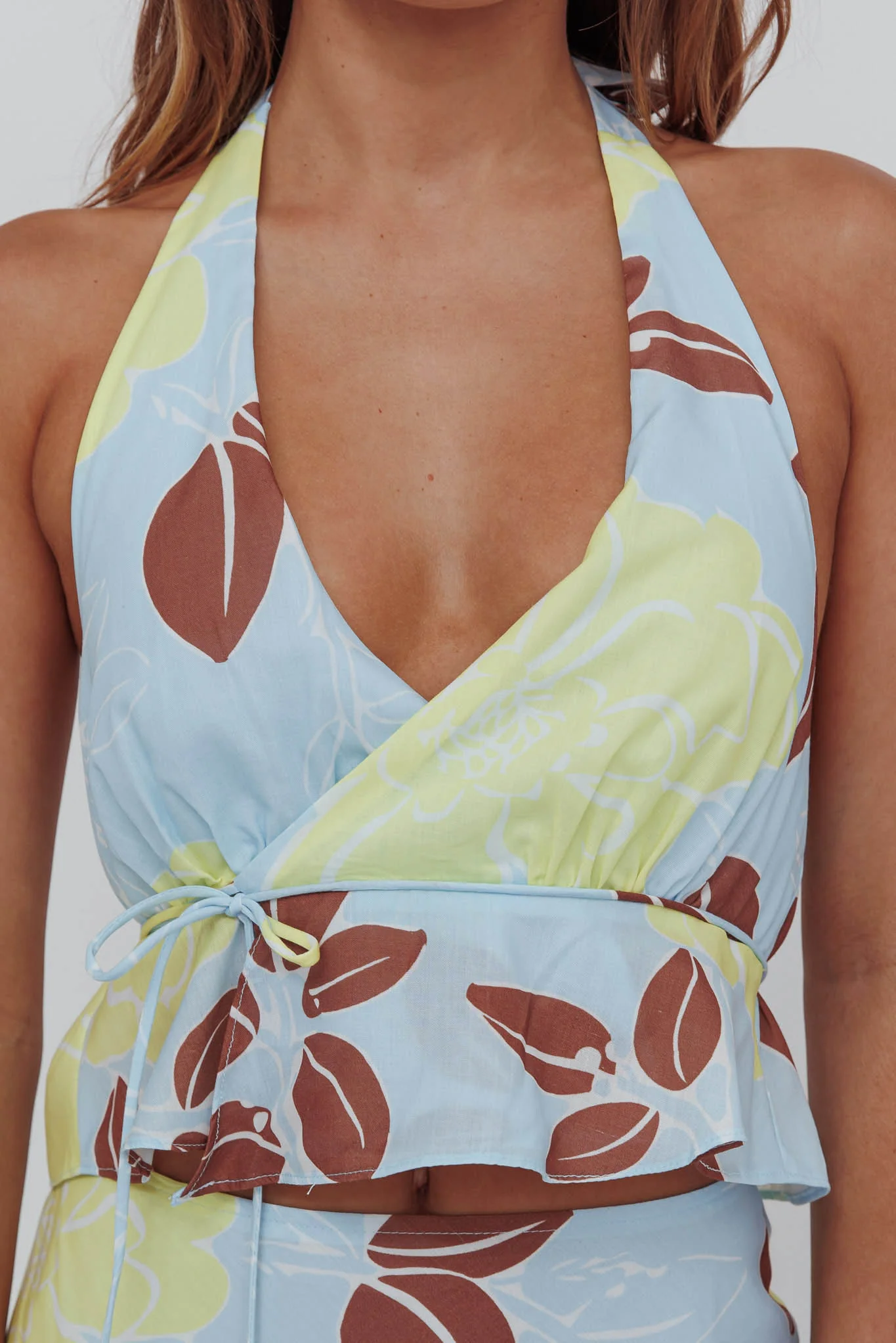 Kika Halterneck Crop Top Floral Blue - Image 3