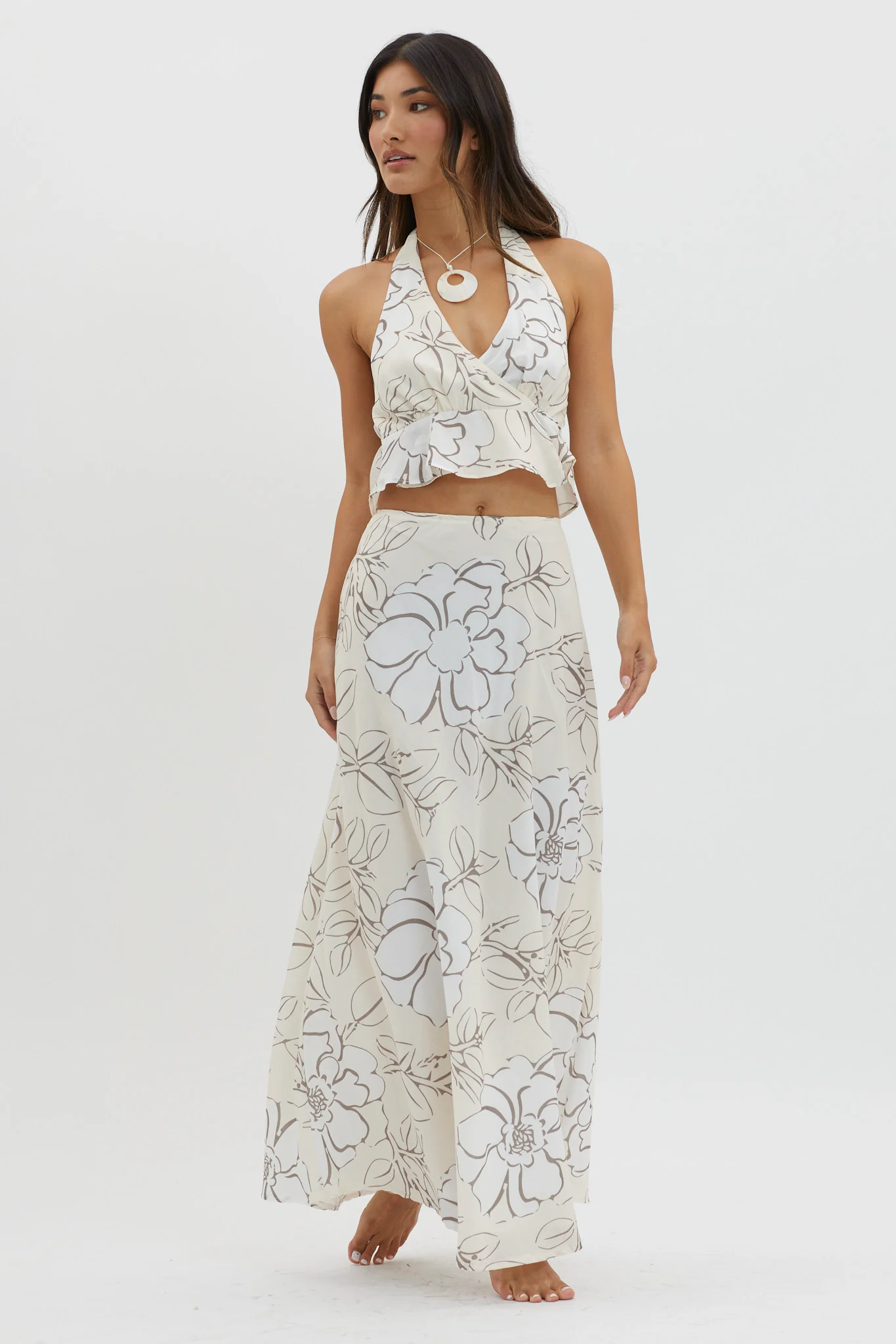 Kika Maxi Skirt Floral Cream - Image 5