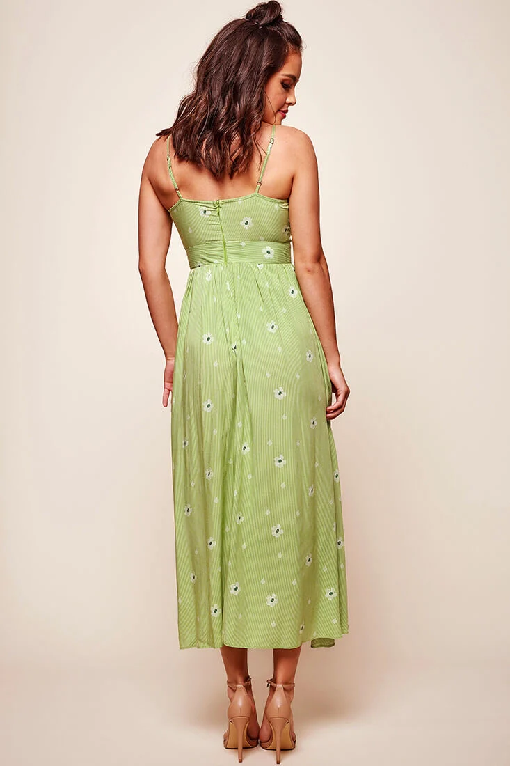 Kiki Thin Stripe Maxi Dress Green - Image 4