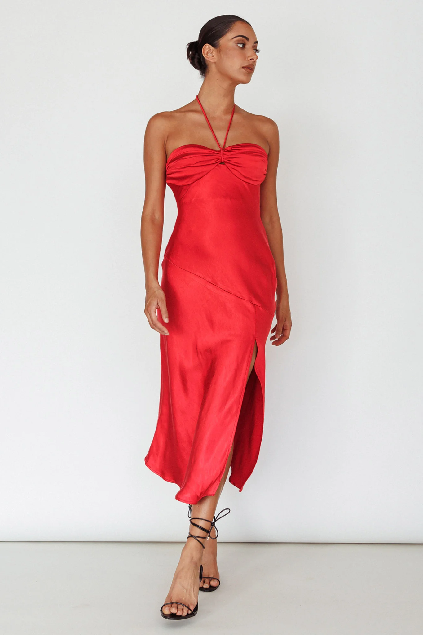 Kindred Spirit Strapless Gathered Bust Midi Dress Red - Image 10