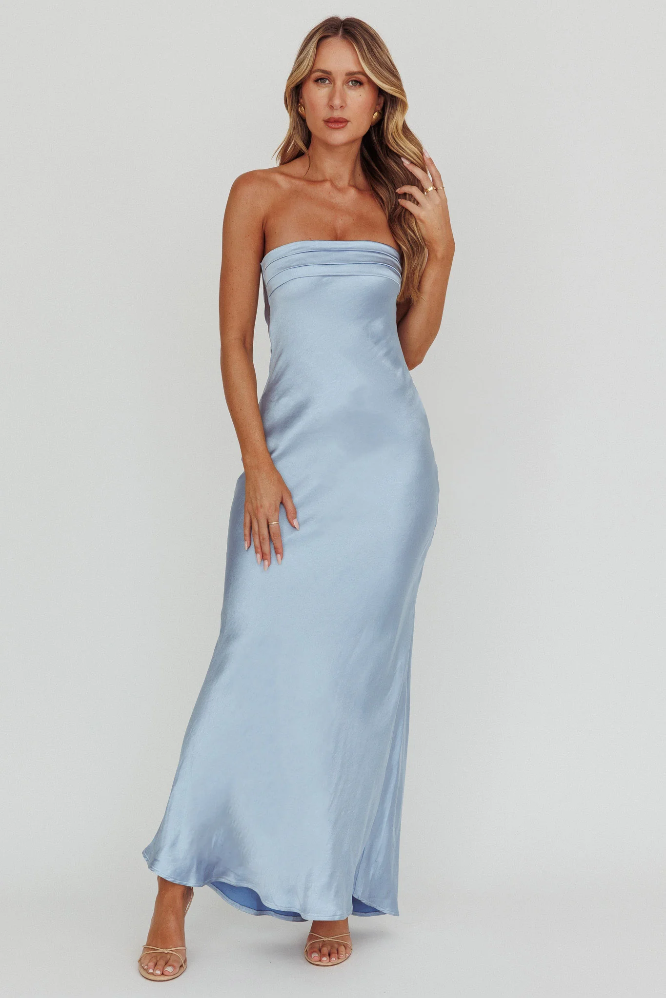 Kona Strapless Open Back Maxi Dress Blue - Image 5