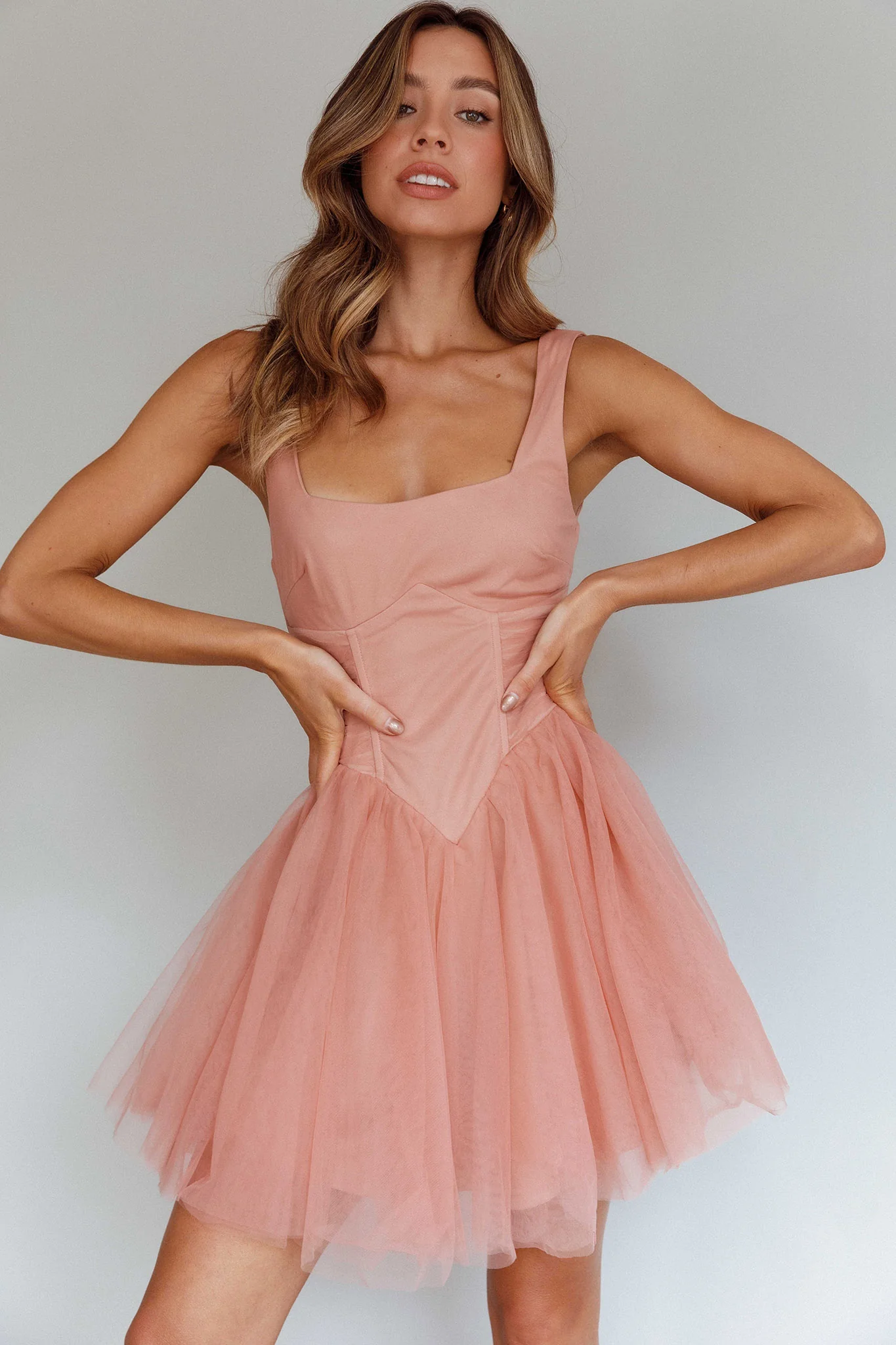 La Ballerine Layered Mesh Mini Dress Lipstick - Image 5