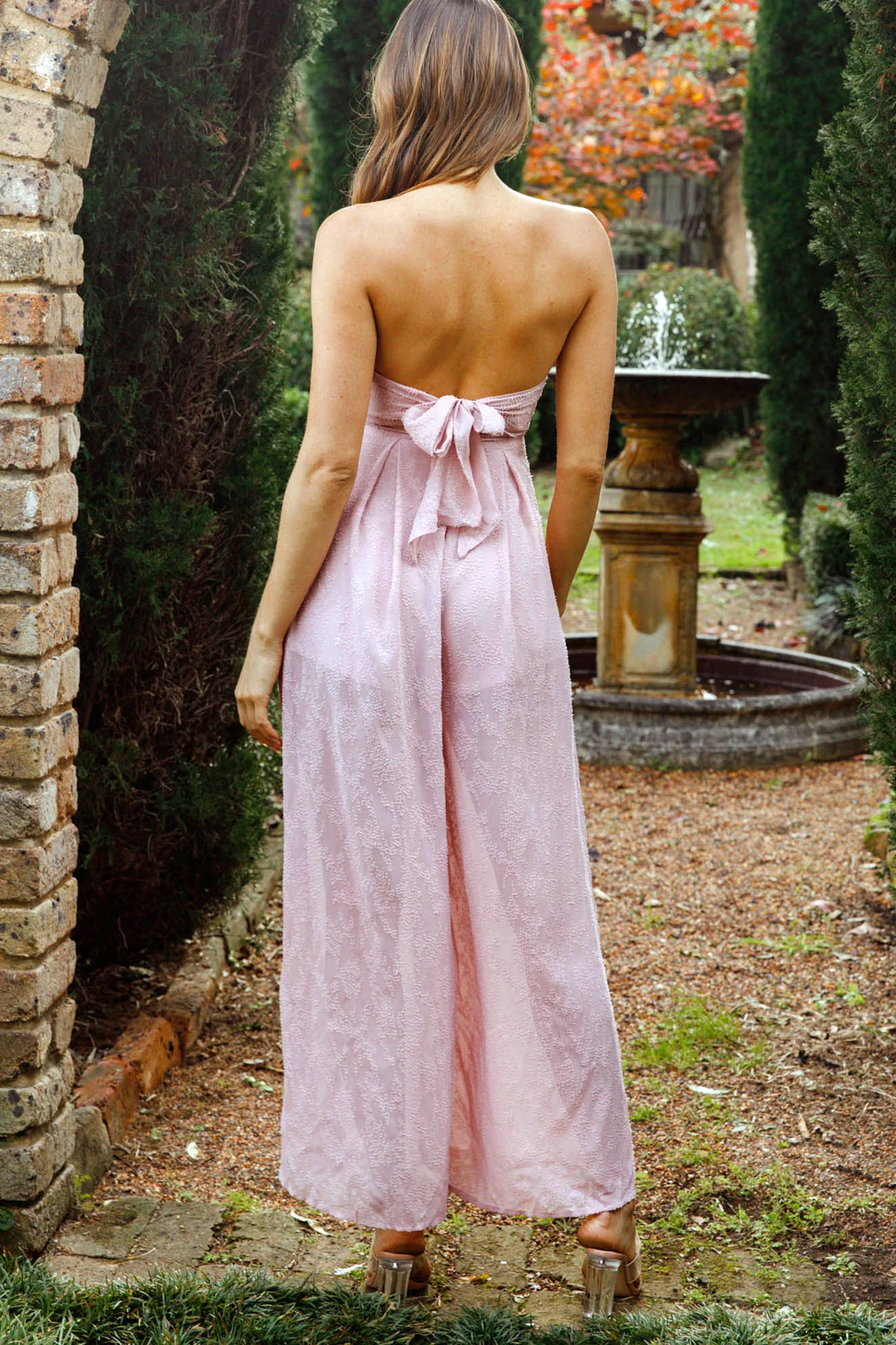 La Galerie Pintuck Pleat Bandeau Jumpsuit Blush - Image 2