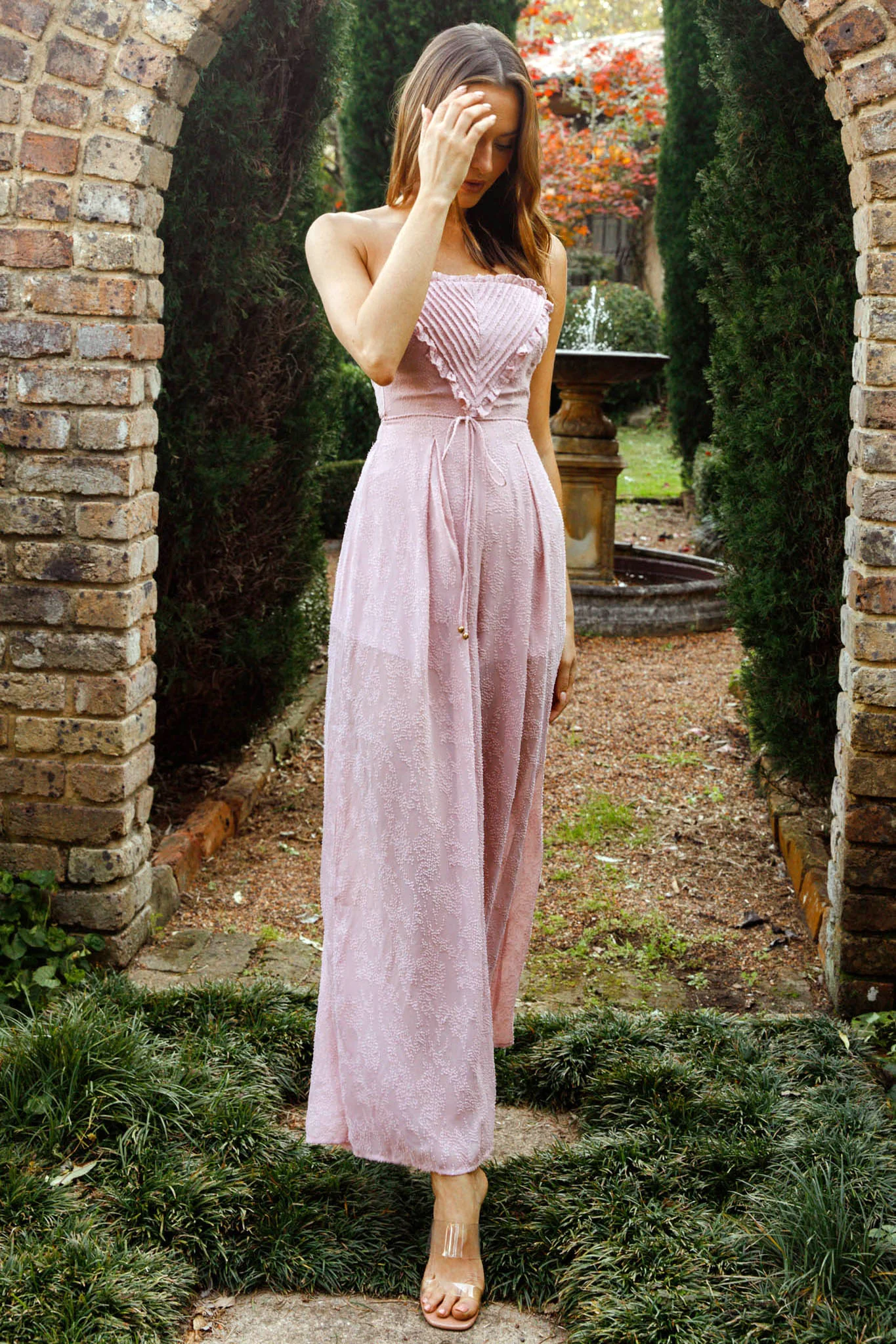 La Galerie Pintuck Pleat Bandeau Jumpsuit Blush - Image 6