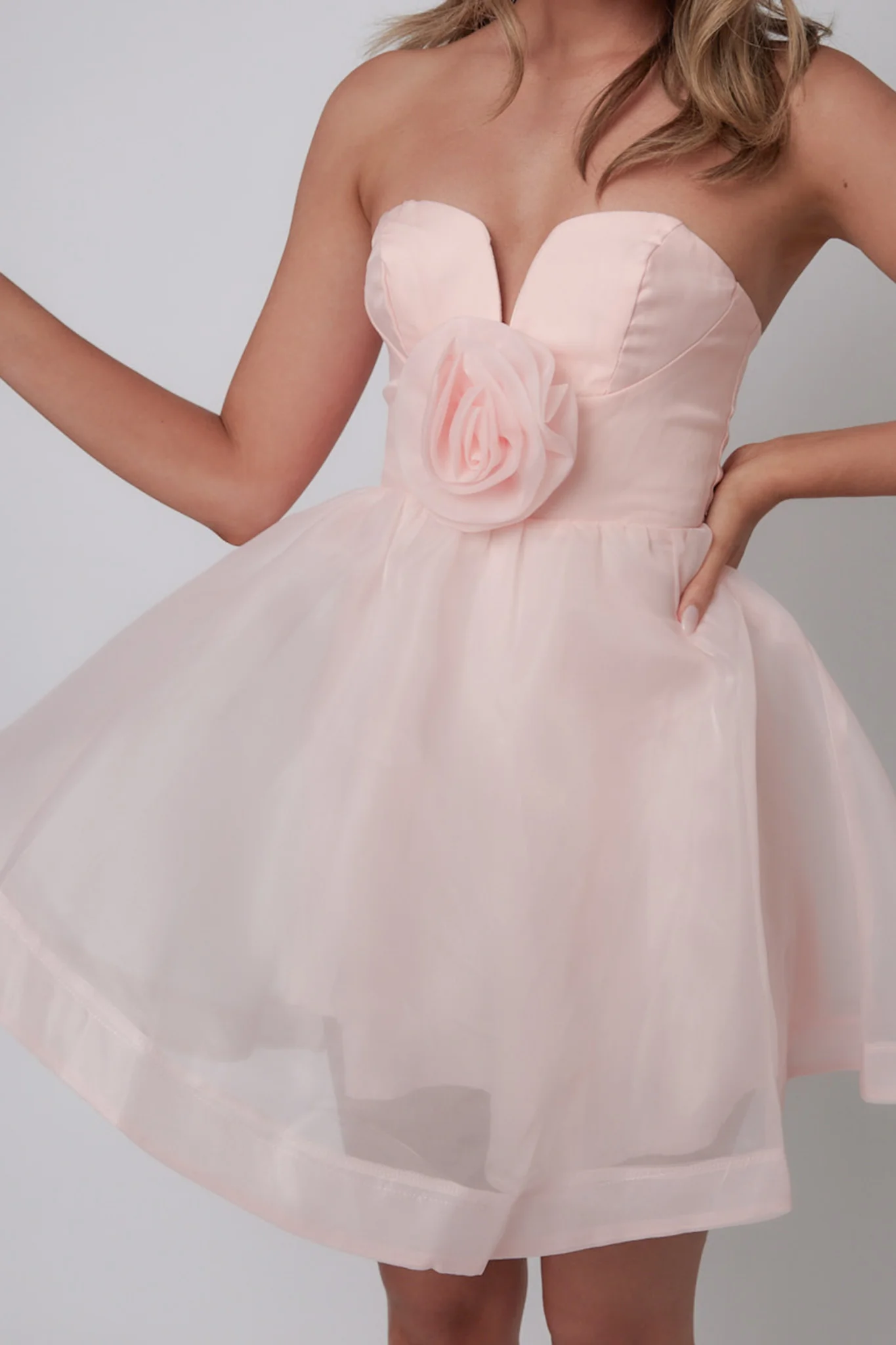 La Vie En Rose Strapless A-Line Mini Dress Baby Pink - Image 2