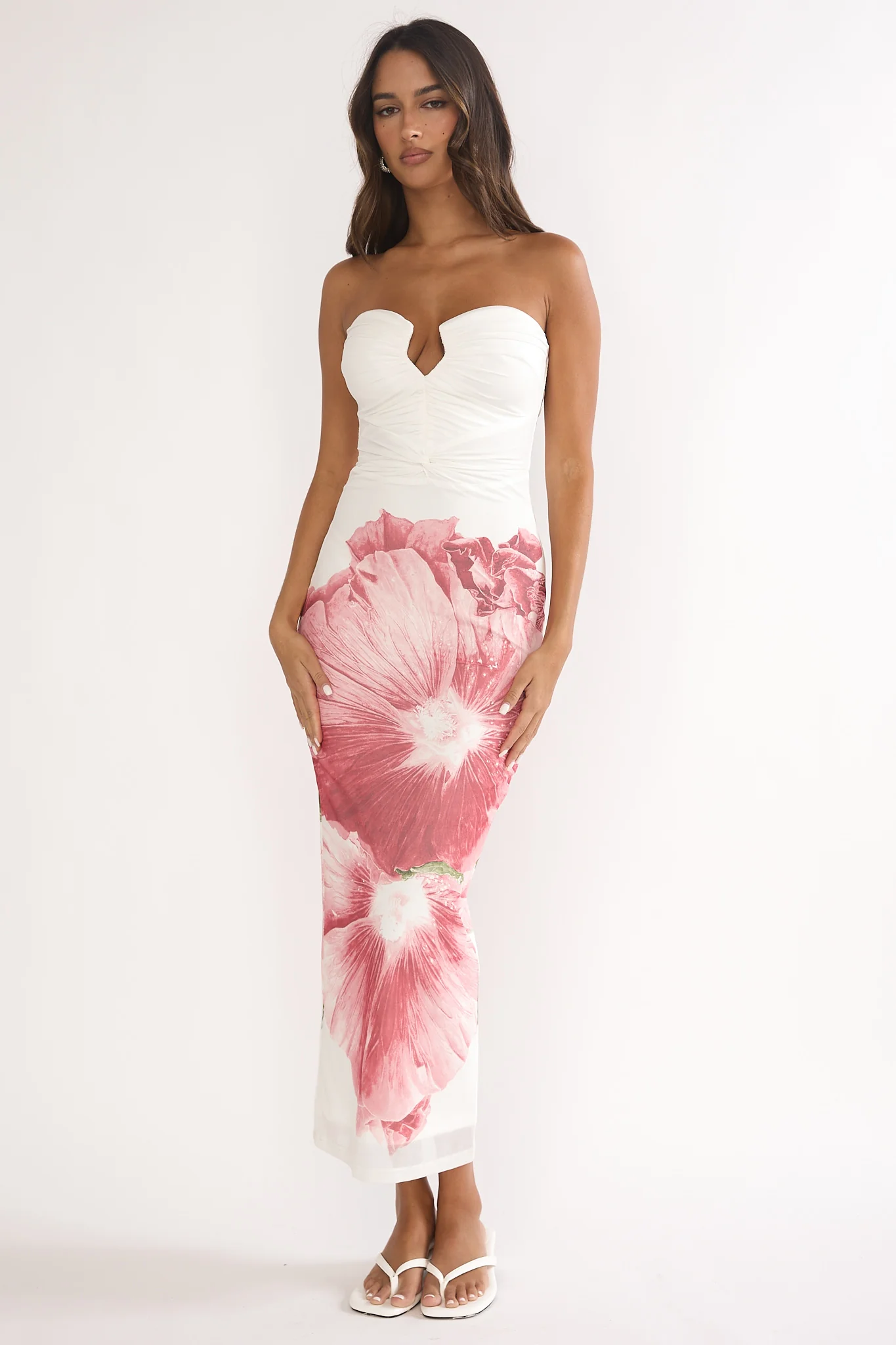 Lahita Strapless Midi Dress Hibiscus Fuchsia - Image 4