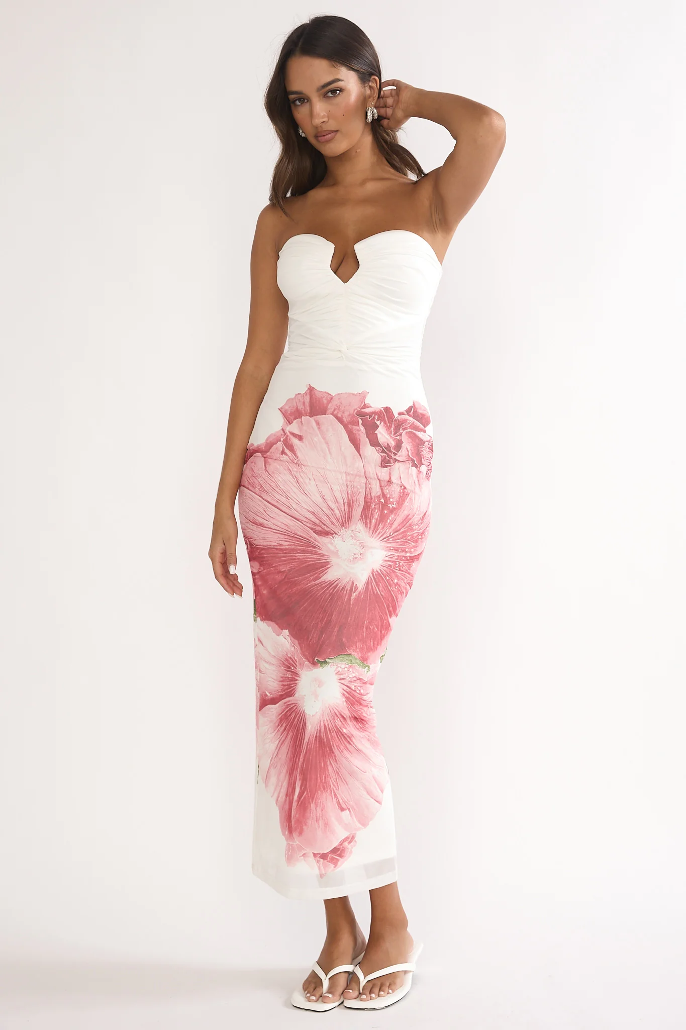 Lahita Strapless Midi Dress Hibiscus Fuchsia - Image 5