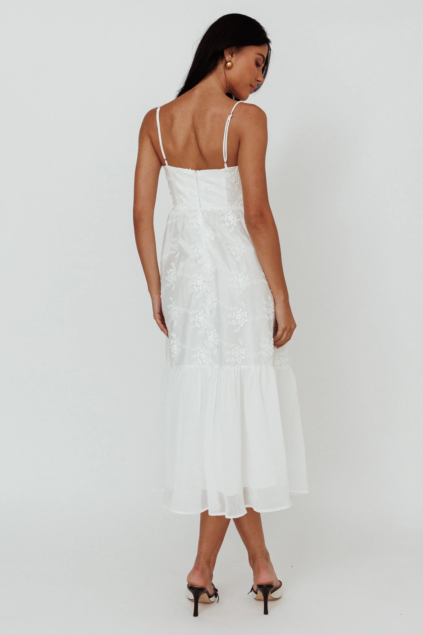 Lake Como Floral Embroidered Midi Dress White - Image 2