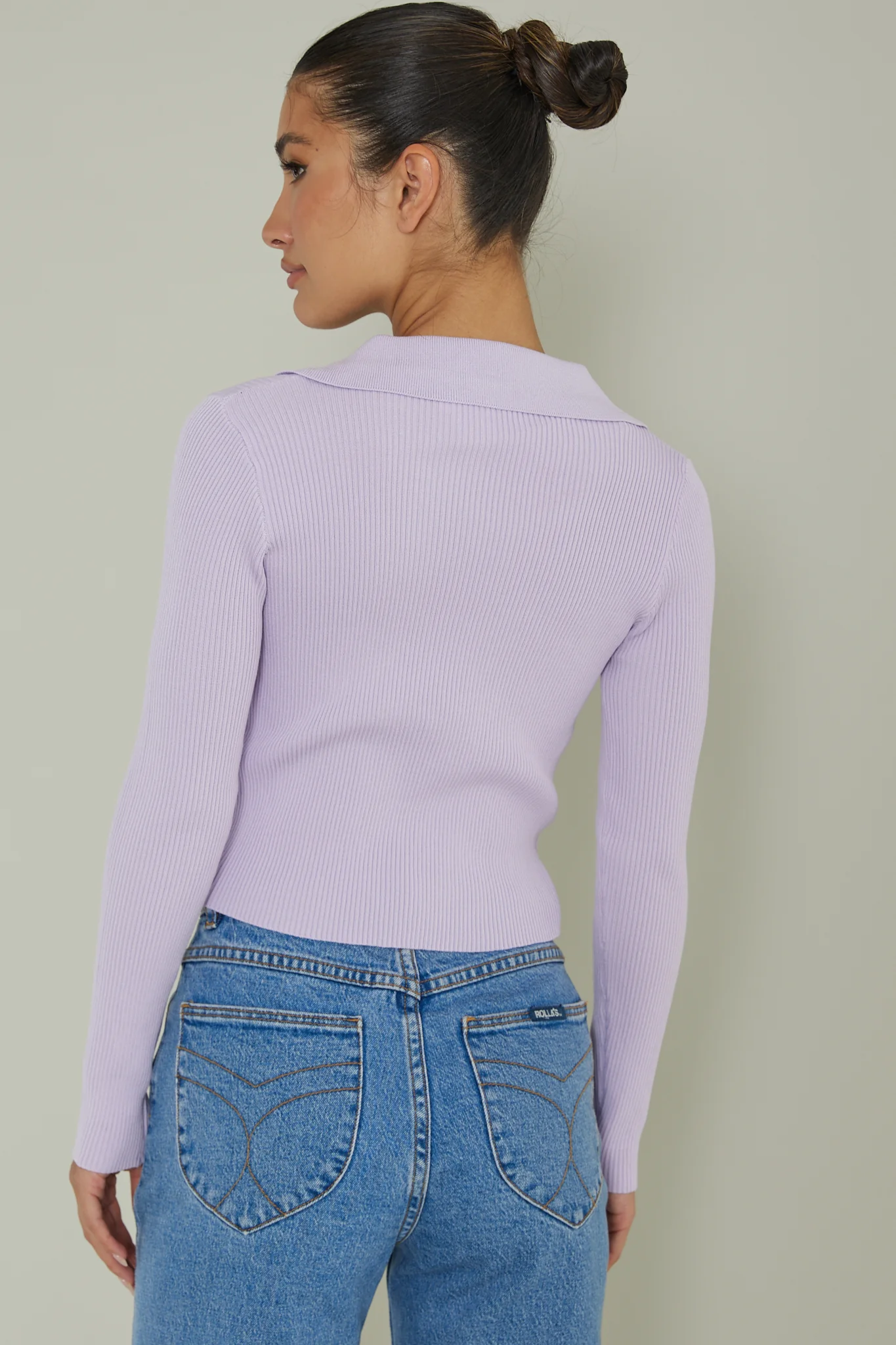 Lake Days Collared Knit Top Lilac - Image 2
