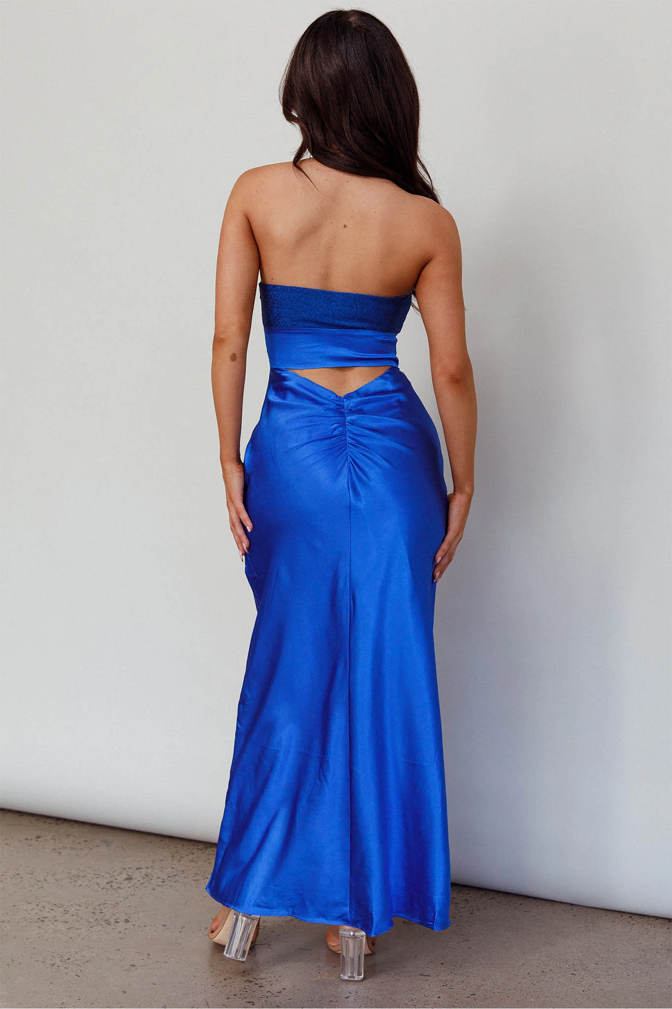 L'Amore Cut-Out Bodice Midi Dress Deep Blue - Image 2