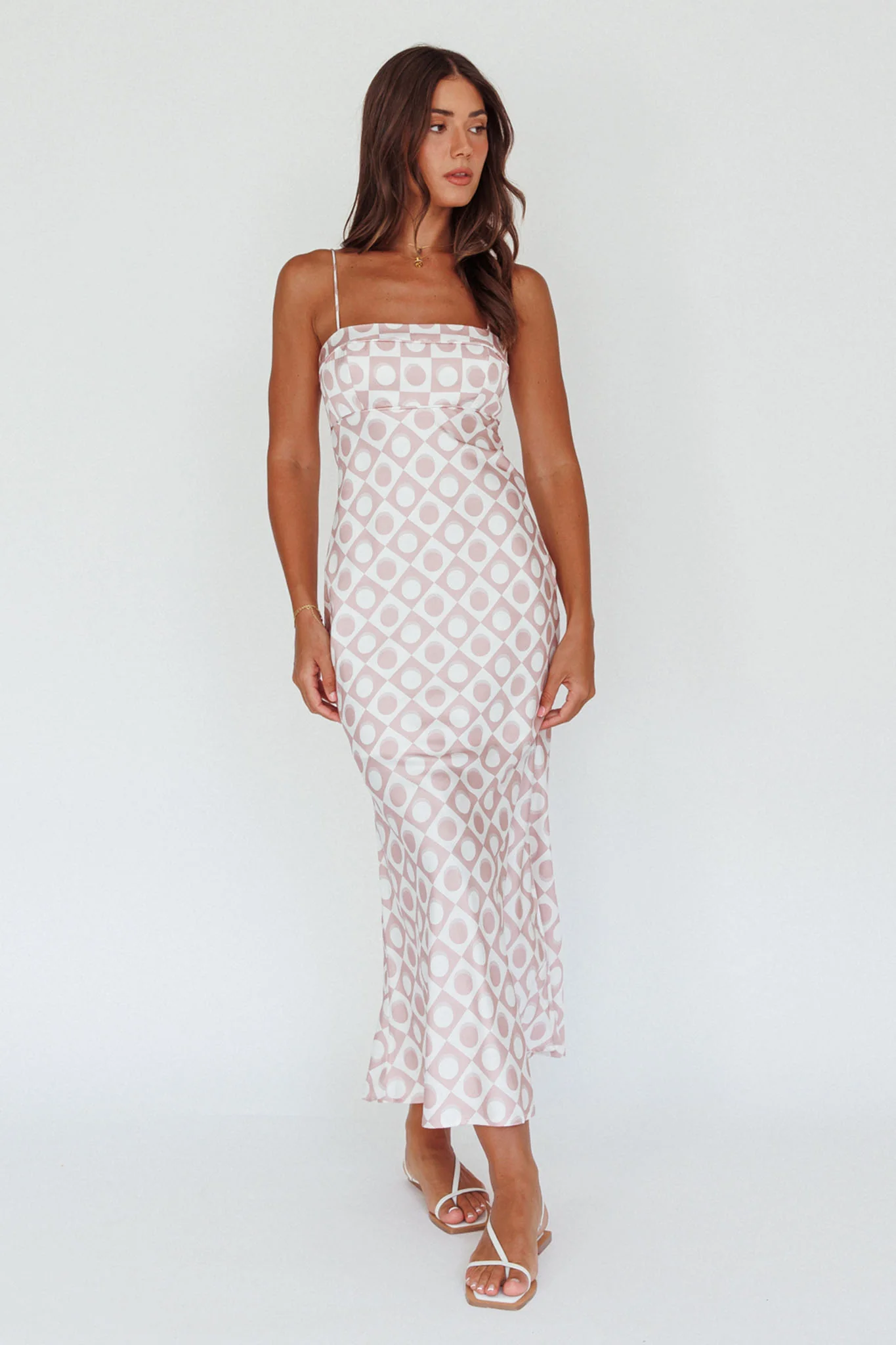 Lane Cove Cami Strap Maxi Dress Print Mocha - Image 5