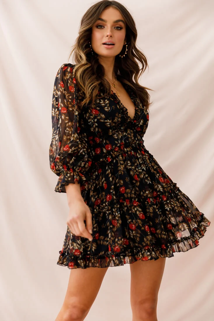Laney Cutout Back Ruffle Trim Dress Navy - Image 6