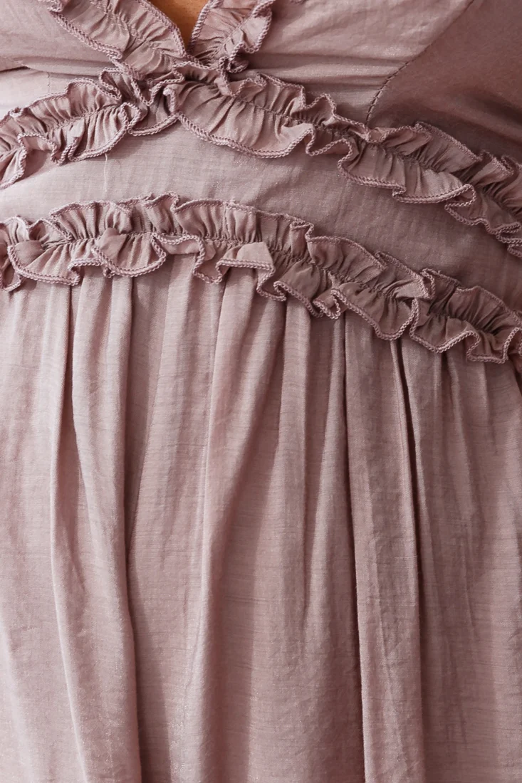 Laney Wide Leg Ruffle Detail Jumpsuit Mocha - Image 4
