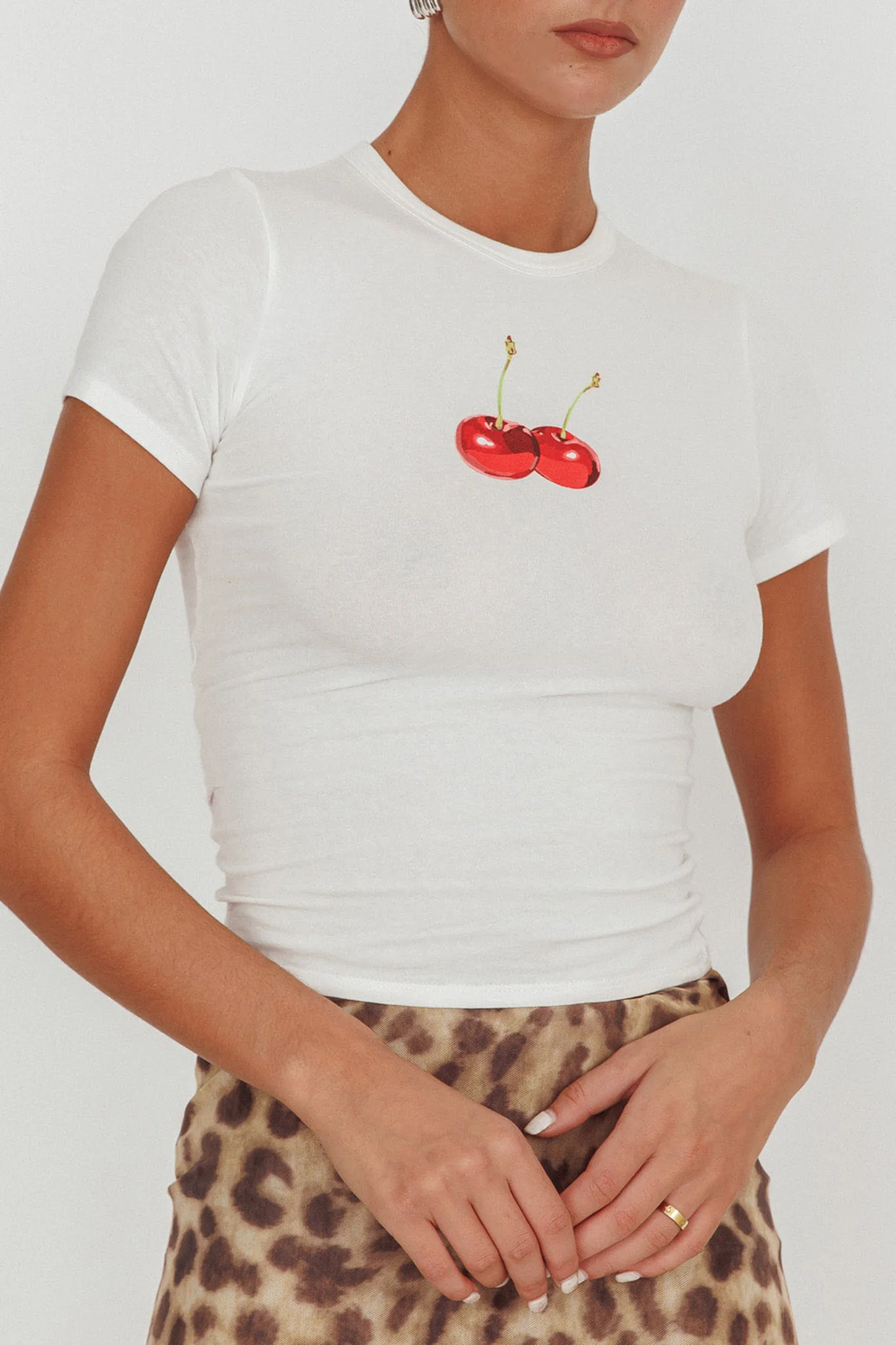 Lanna Cherry Print Baby Tee White - Image 5