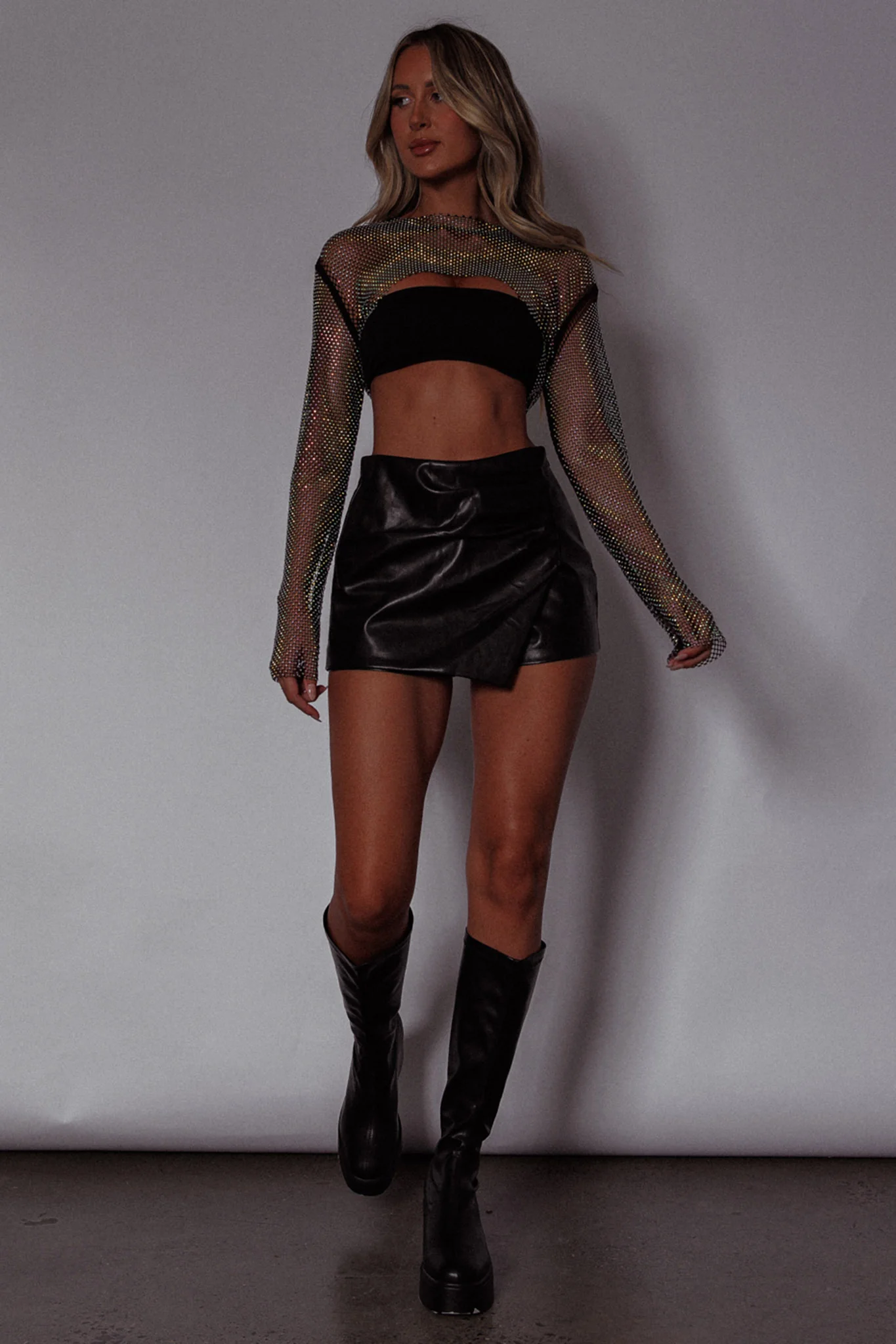 Last Call Fishnet Crop Top Black - Image 6