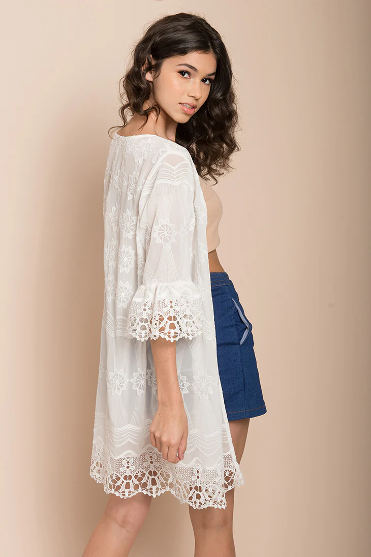 Laurie Floral Cardigan White - Image 4