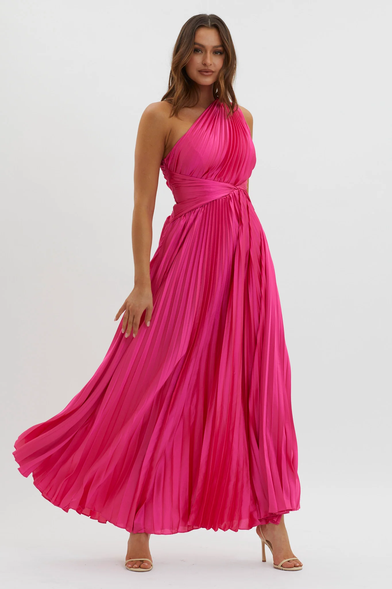 Laxmi Accordion Pleat Maxi Dress Fuchsia - Image 5