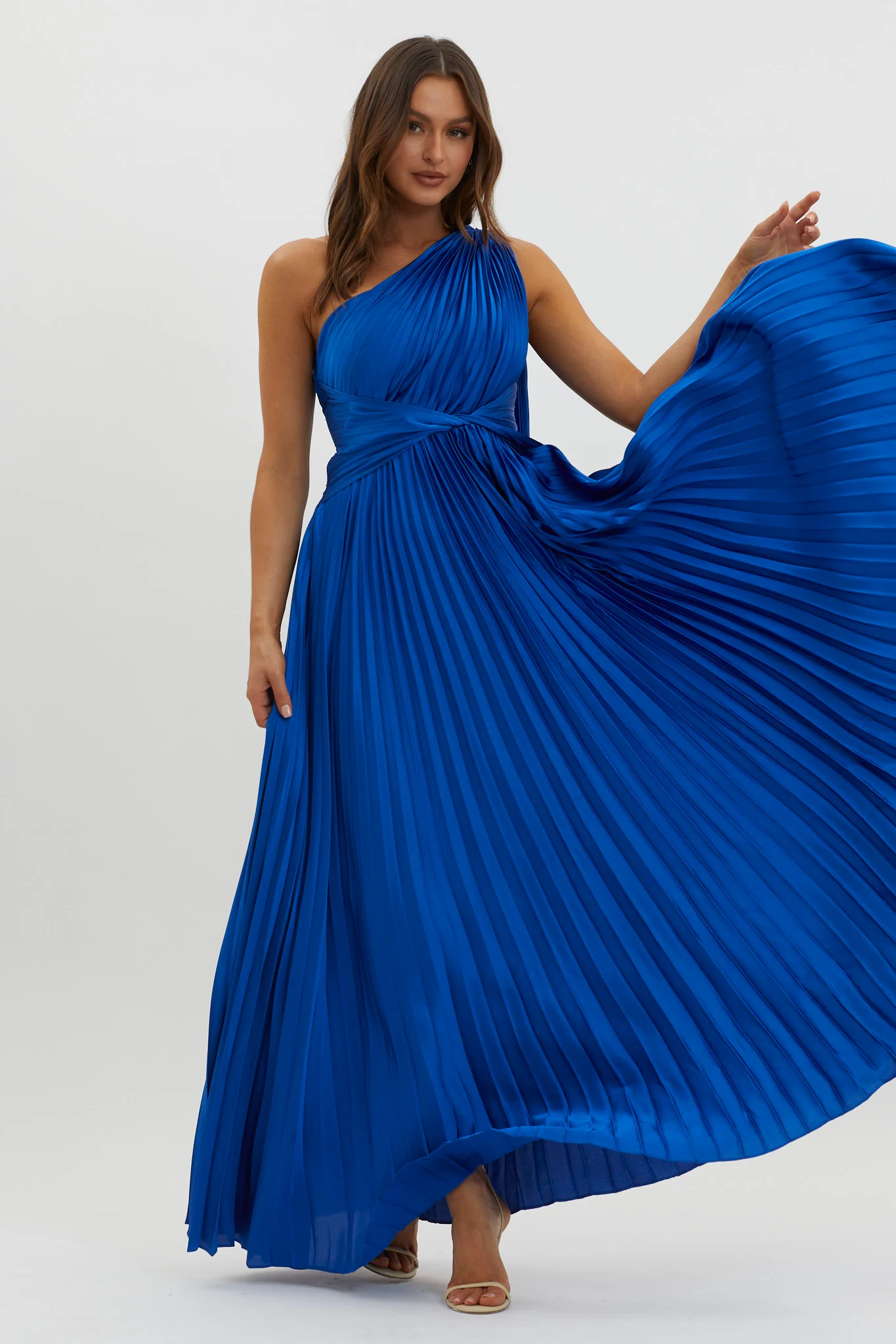 Laxmi Accordion Pleat Maxi Dress Royal Blue - Image 4
