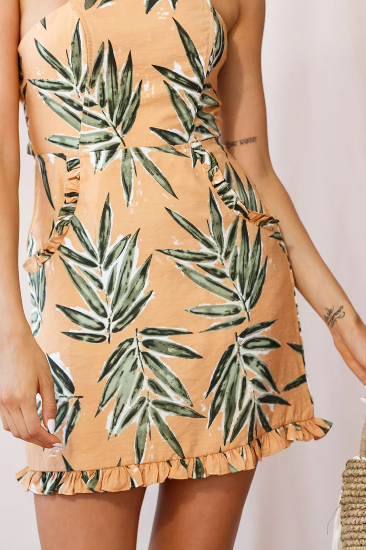 Lempicka Bandeau Tied-Back Mini Dress Sunset - Image 5