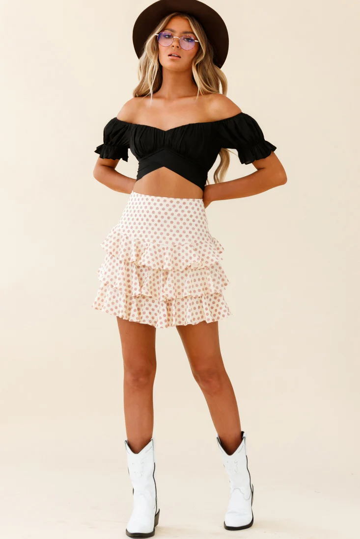 Let Them Eat Cake Triple Ruffle Skirt Polka Dot Rose - Image 2