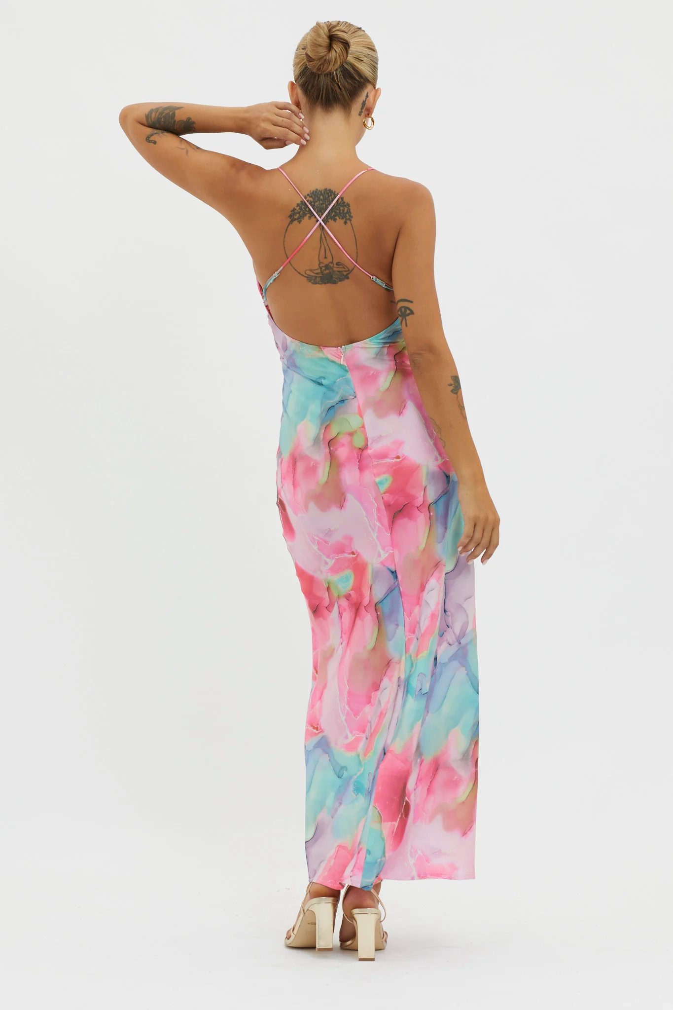 Libby Scoop Back Maxi Dress Abstract Pink - Image 2