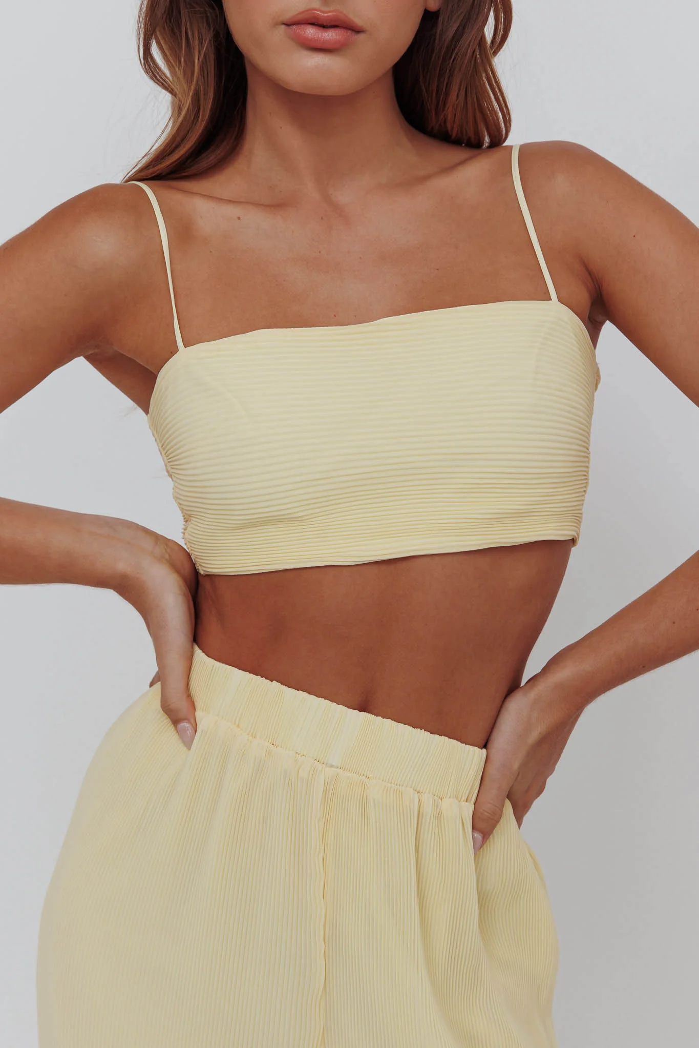 Light Energy Tie Back Crop Top Lemon - Image 3
