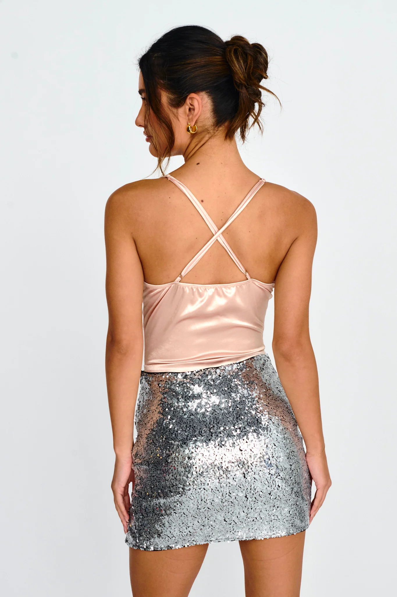 Light It Up Sequin Mini Skirt Silver - Image 3