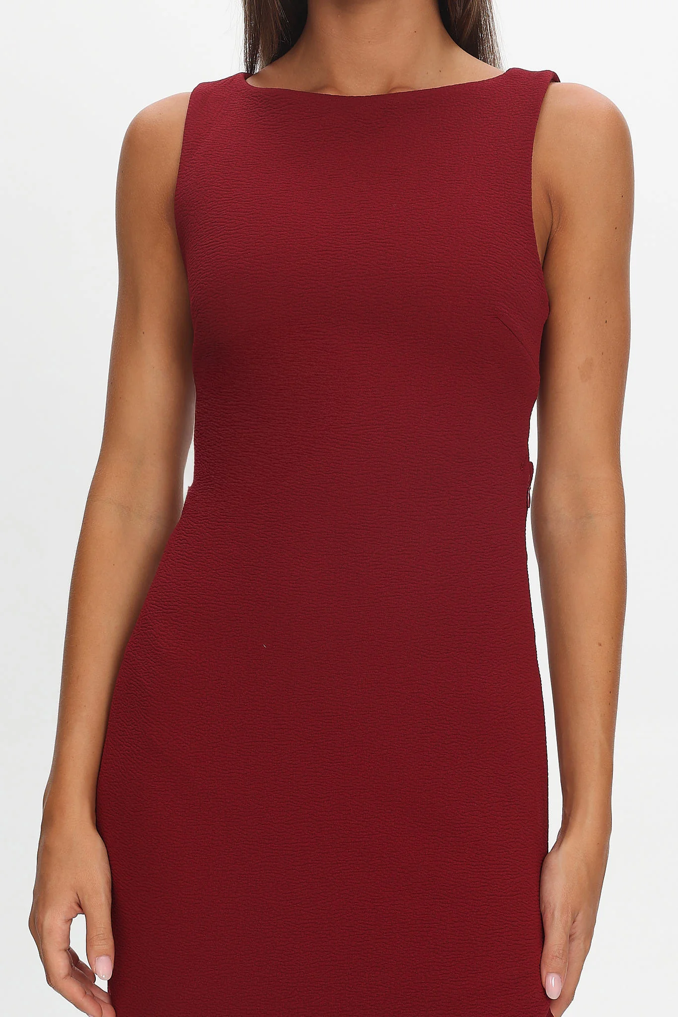 Lights On Asymmetric Hem Maxi Dress Wine - Image 4