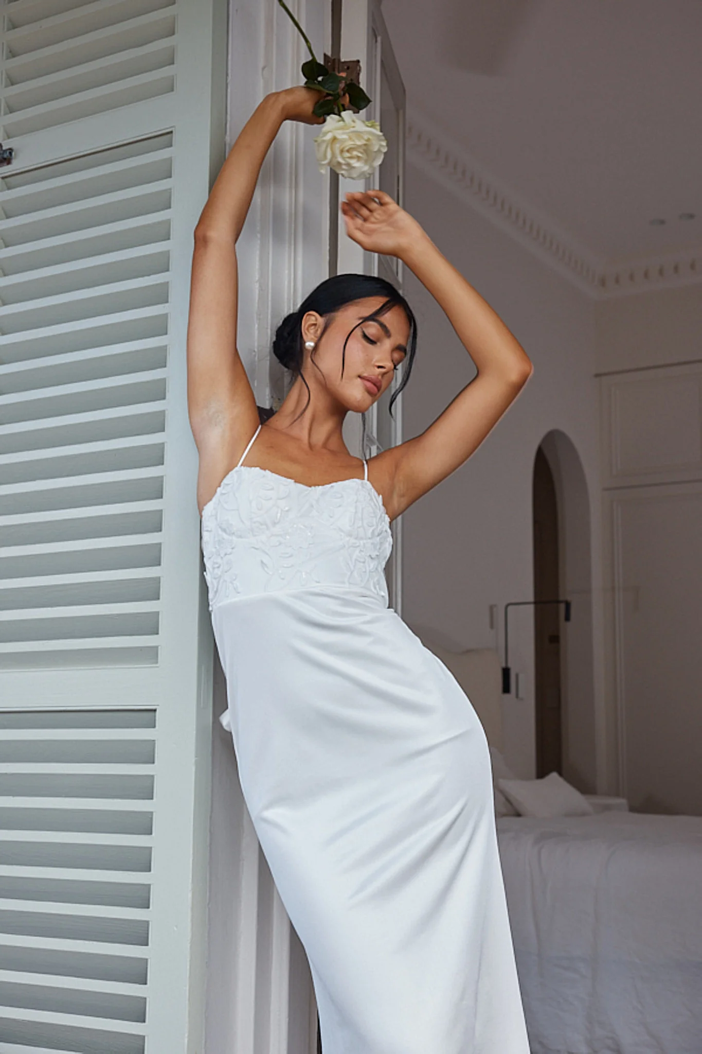 Likita Floral Applique Bodice Maxi Dress White - Image 5