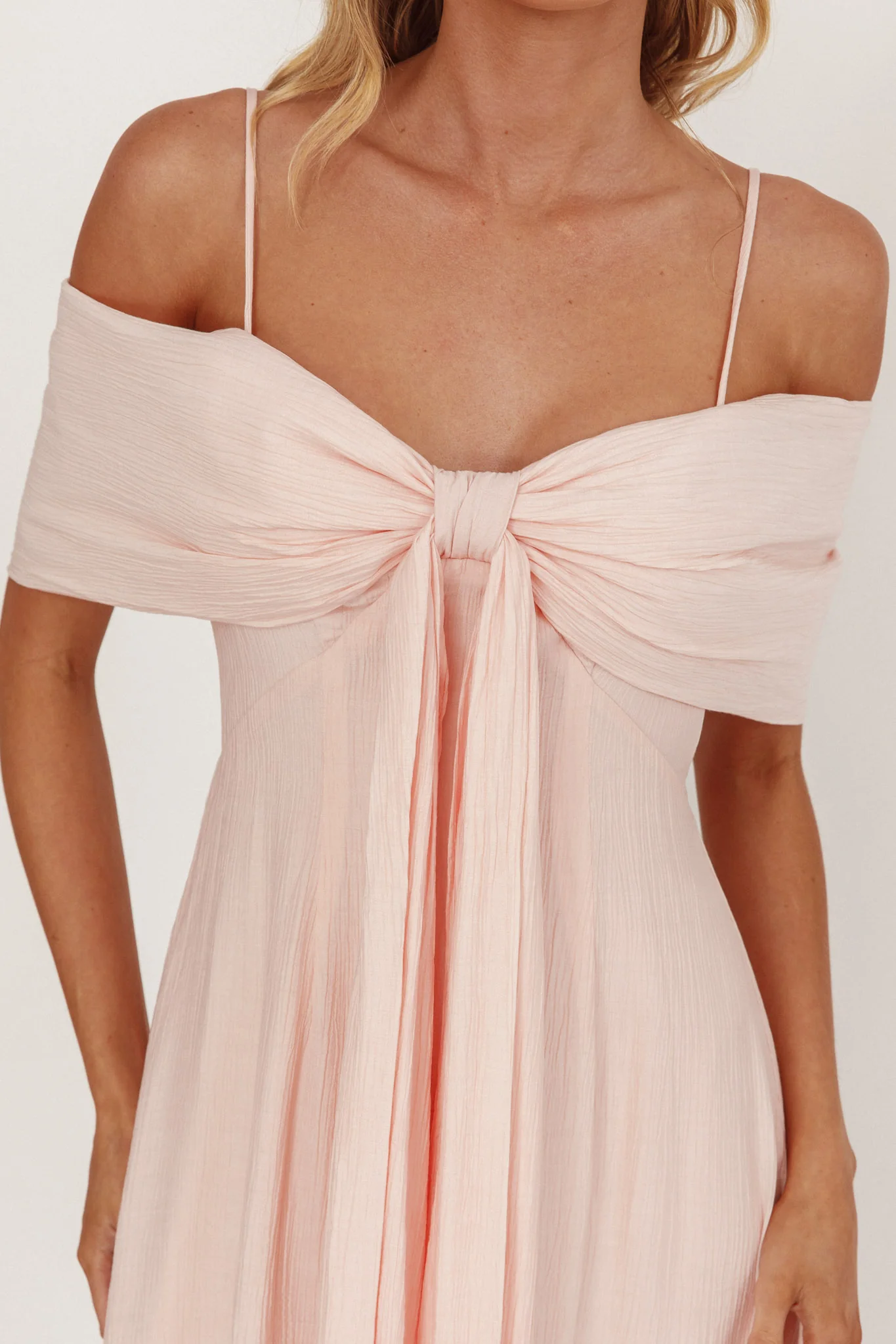 Lillibet Bow Tied Bust Midi Dress Pink - Image 3