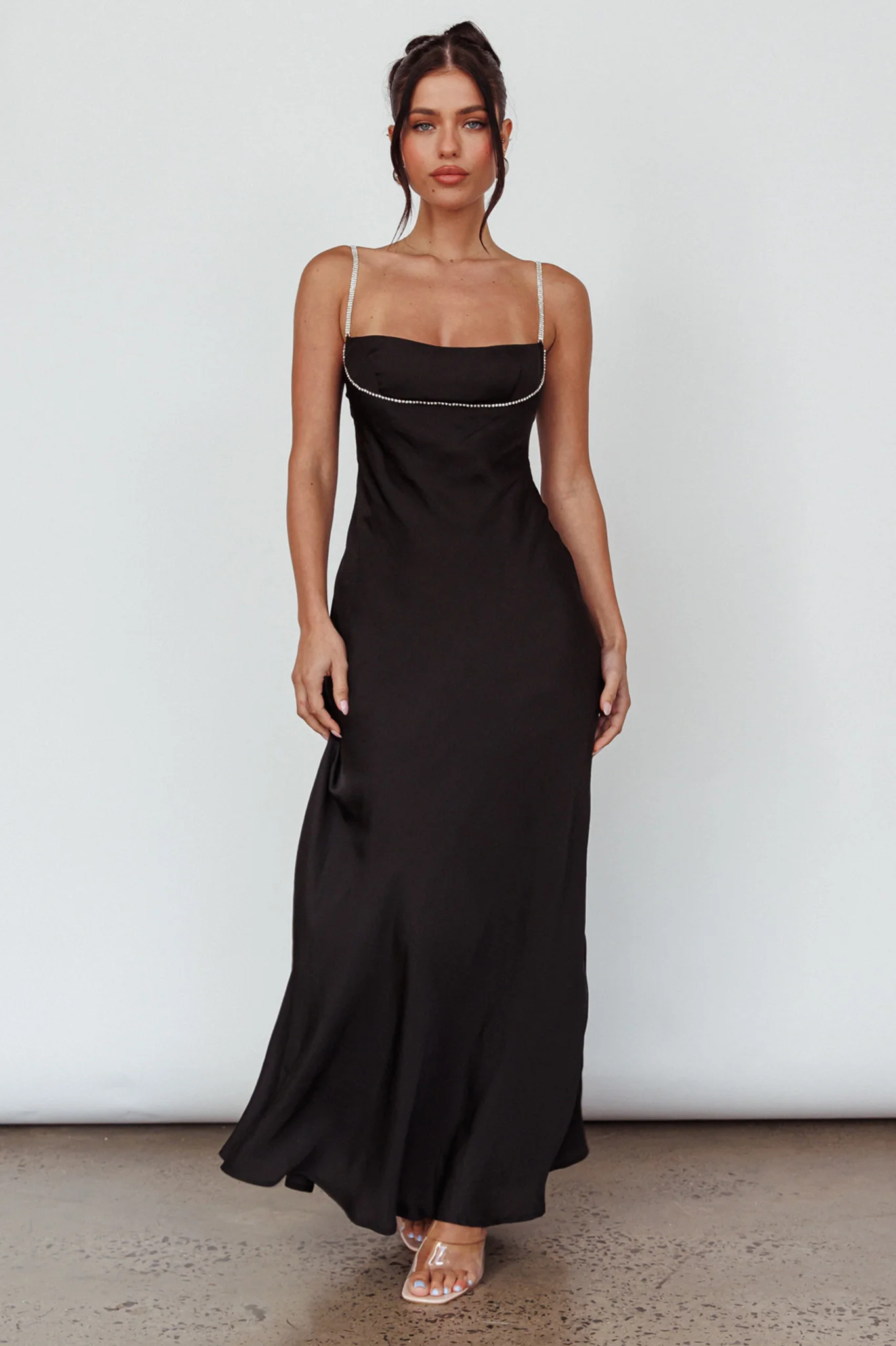 Linka Diamante Strap Maxi Dress Black - Image 5