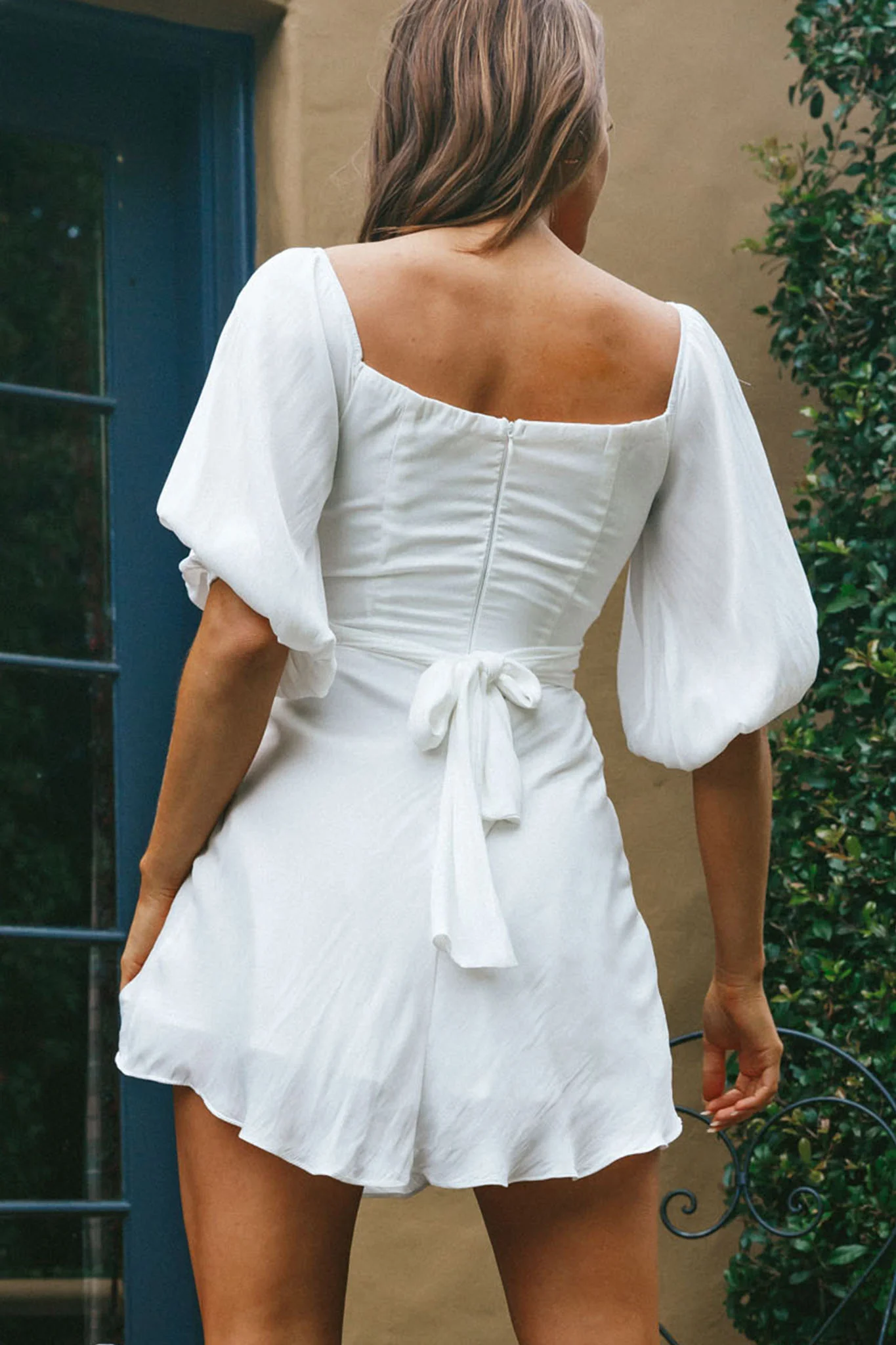 Linka On or Off-Shoulder Half Sleeve Tie-Back Dress White - Image 2