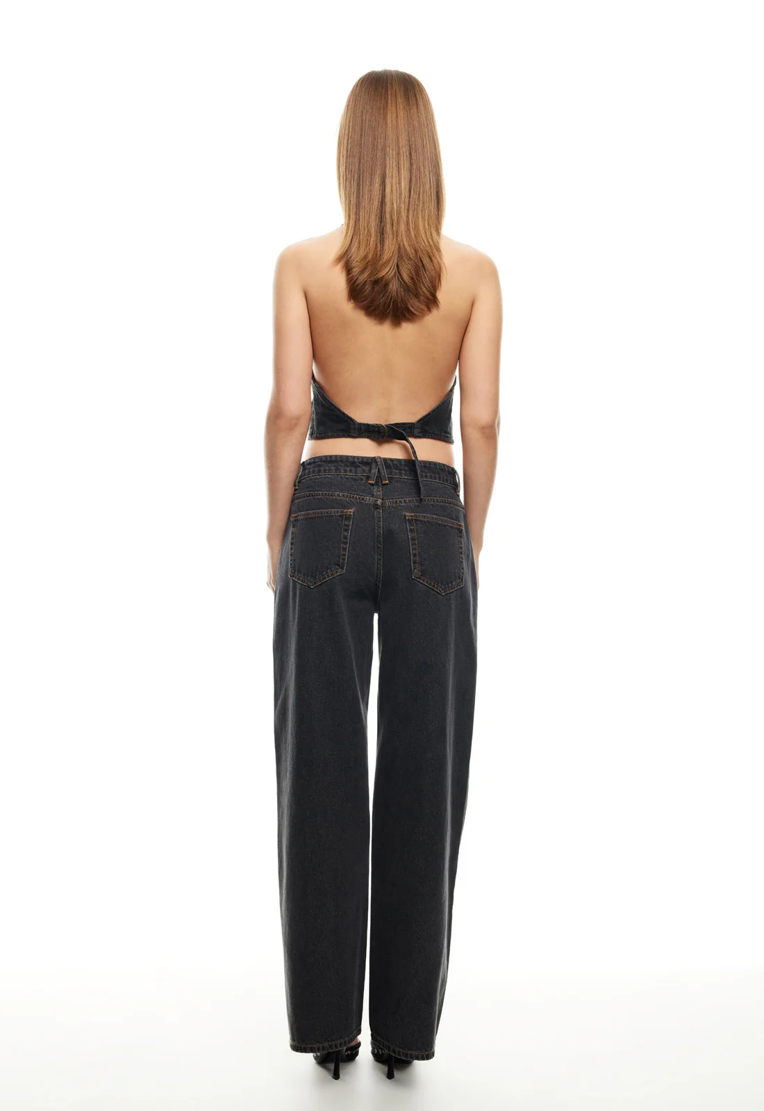 LIONESS Je Suis Halter Top Charcoal - Image 2