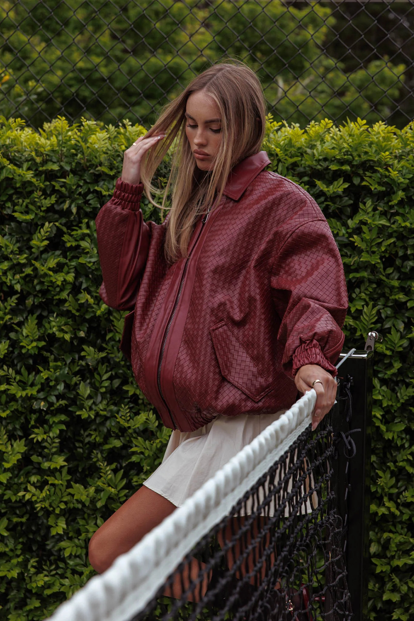 LIONESS Kenny Bomber Jacket Burgundy - Image 2