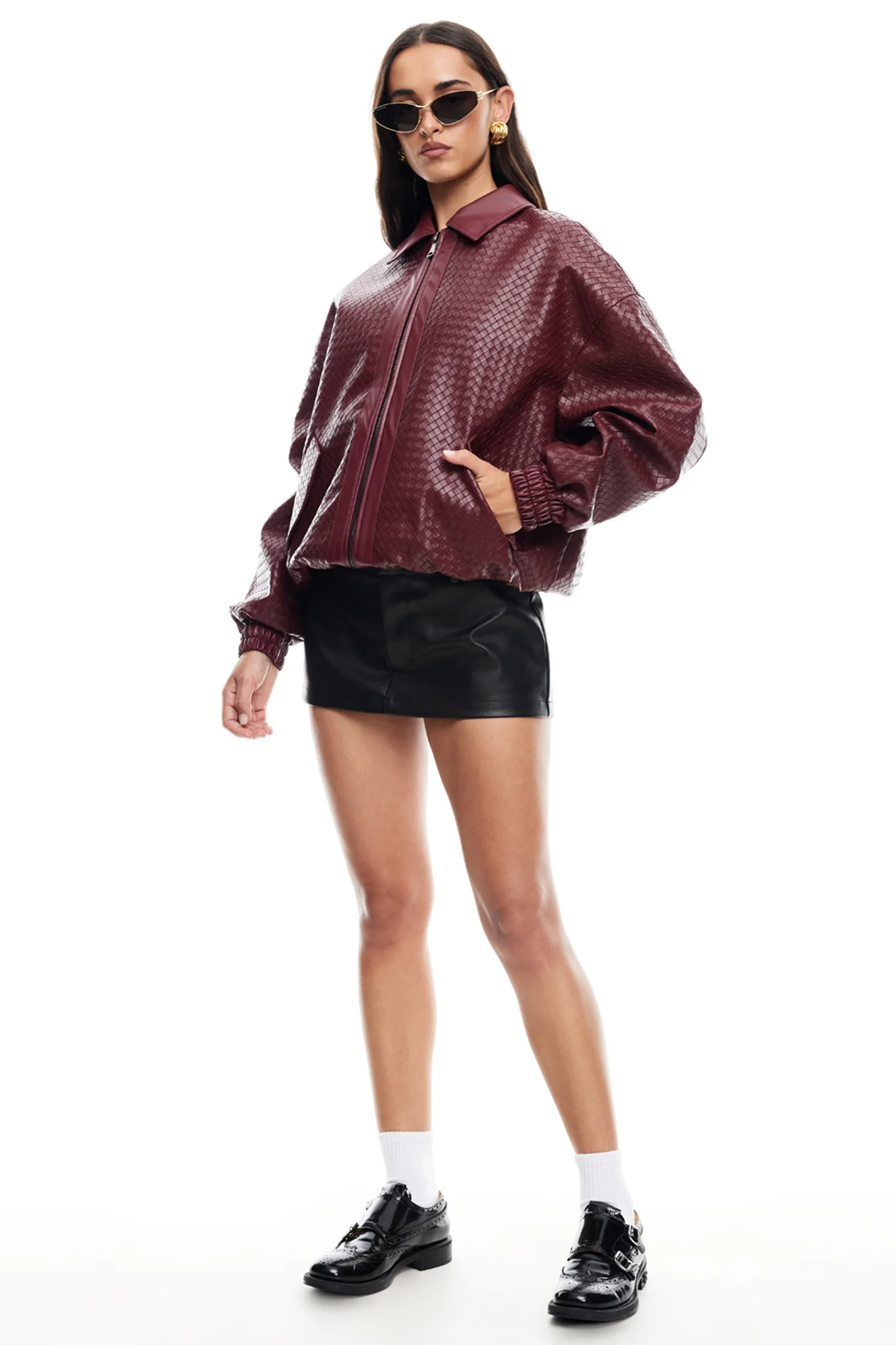LIONESS Kenny Bomber Jacket Burgundy - Image 8