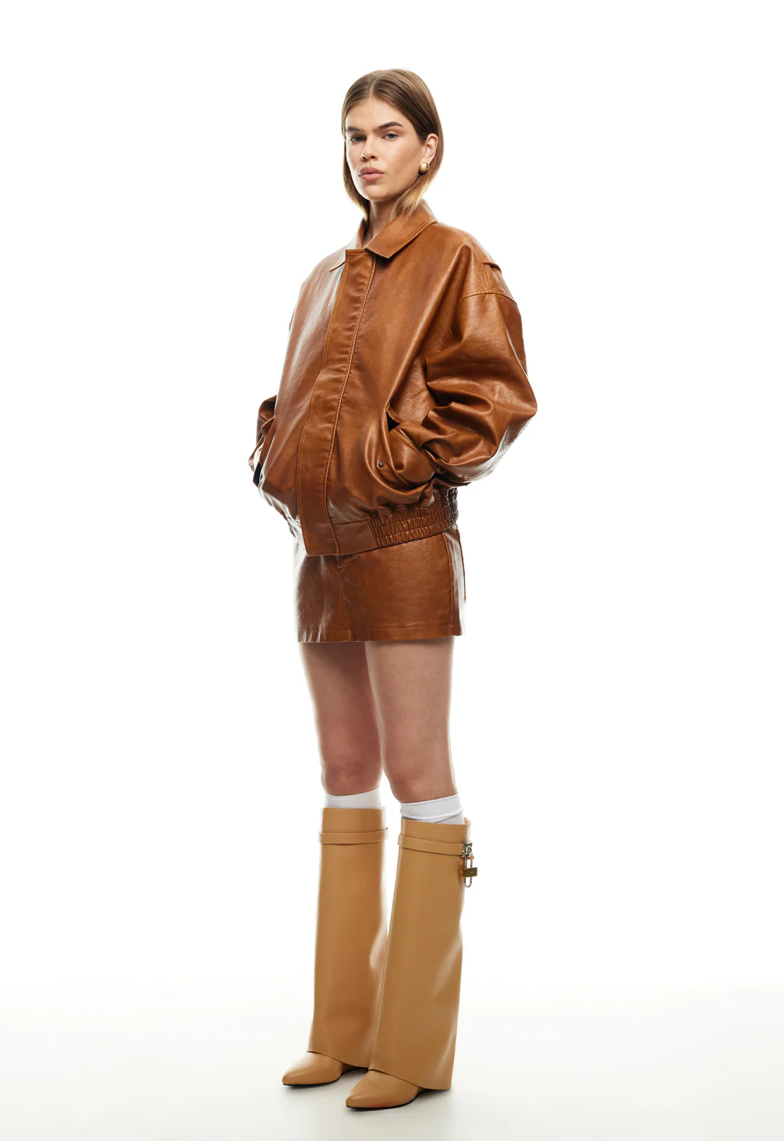 LIONESS Kenny Bomber Jacket Tan - Image 3