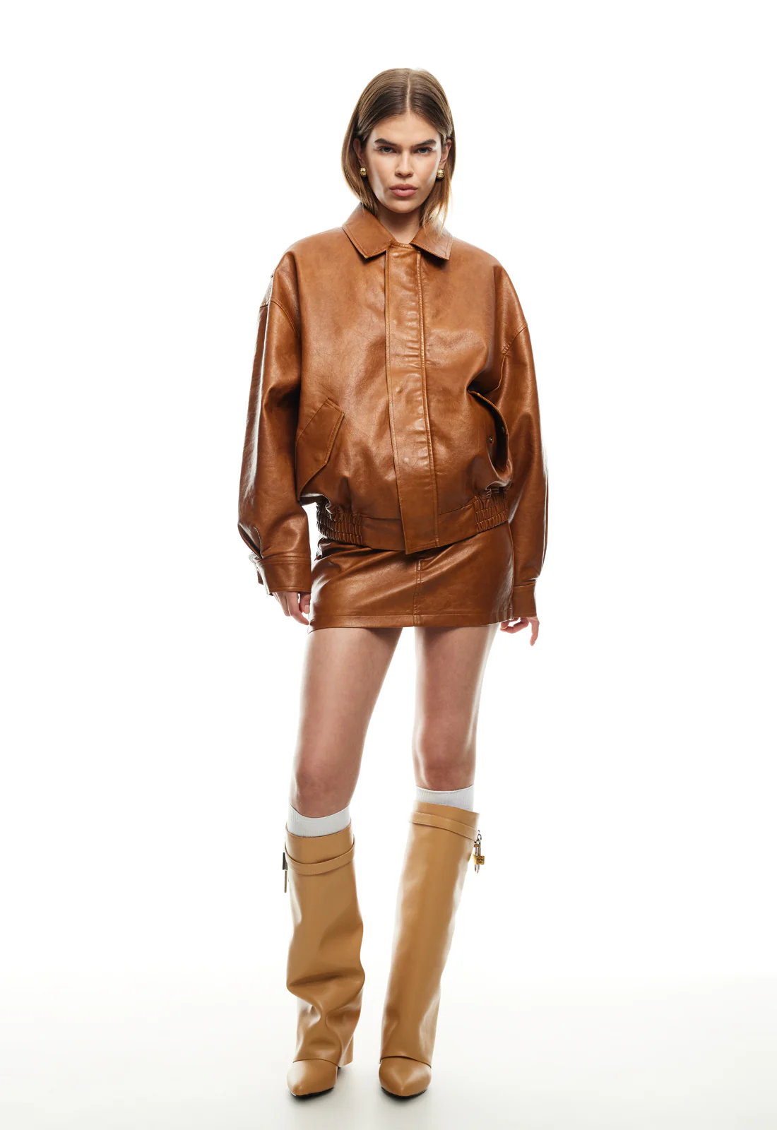 LIONESS Kenny Bomber Jacket Tan - Image 4